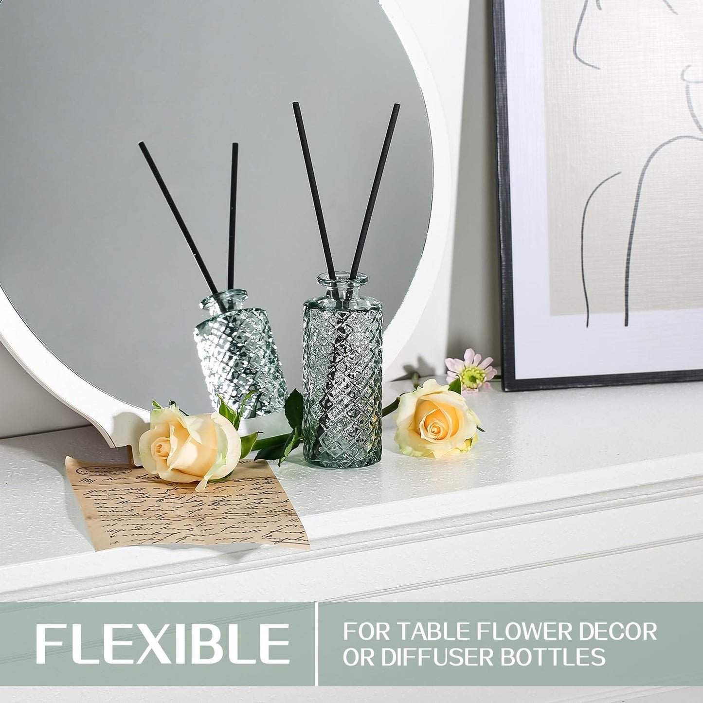 Mini Bud Vases As Wedding Centerpieces for Tables,Clear Bud Vases for Flowers,Small Flower Vases Suitable for Birthday Party,Anniversary,Wedding Reception,Baby Shower (Green, 24PCS)