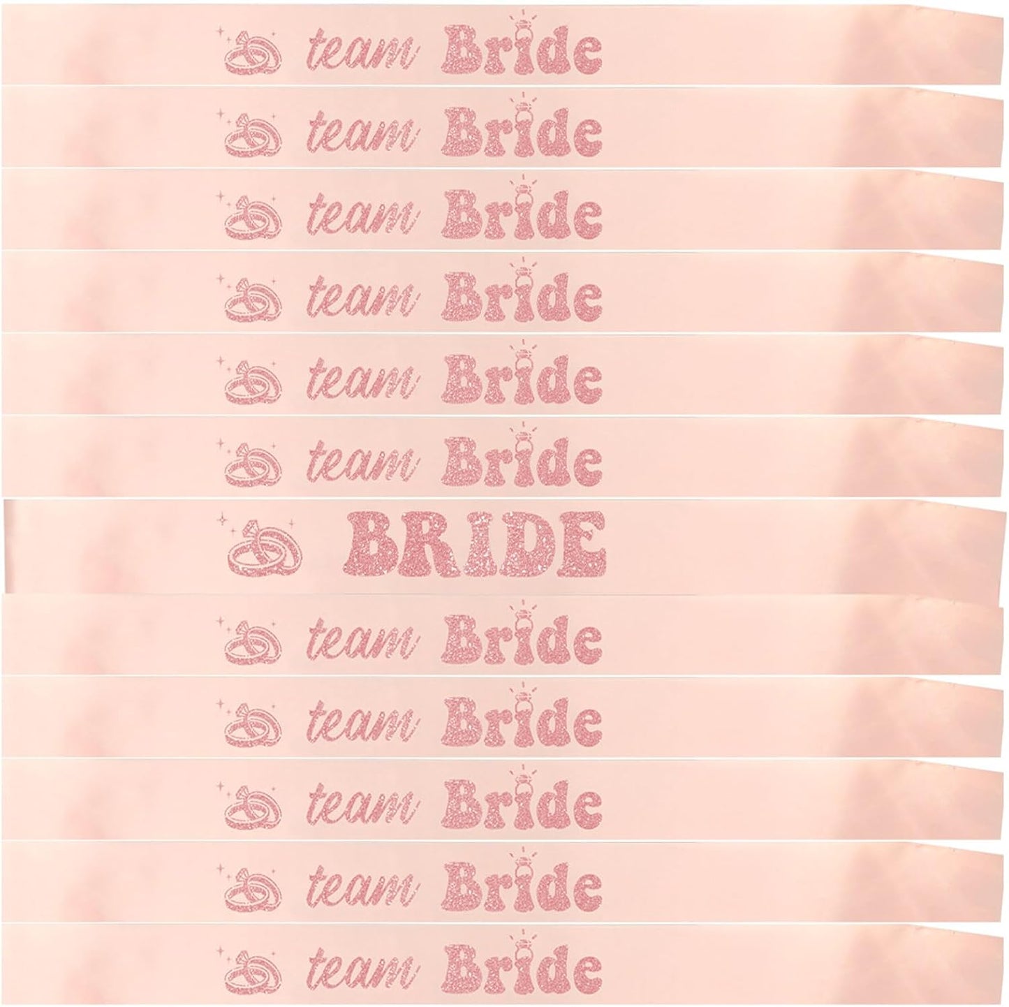 12 PCS Bride Sash Bachelorette Party Bride to Be Team Bride Sashes Maid of Honor Bridesmaid Sash for Bridal Shower and Hen Party Decorations Favors,Rose Gold
