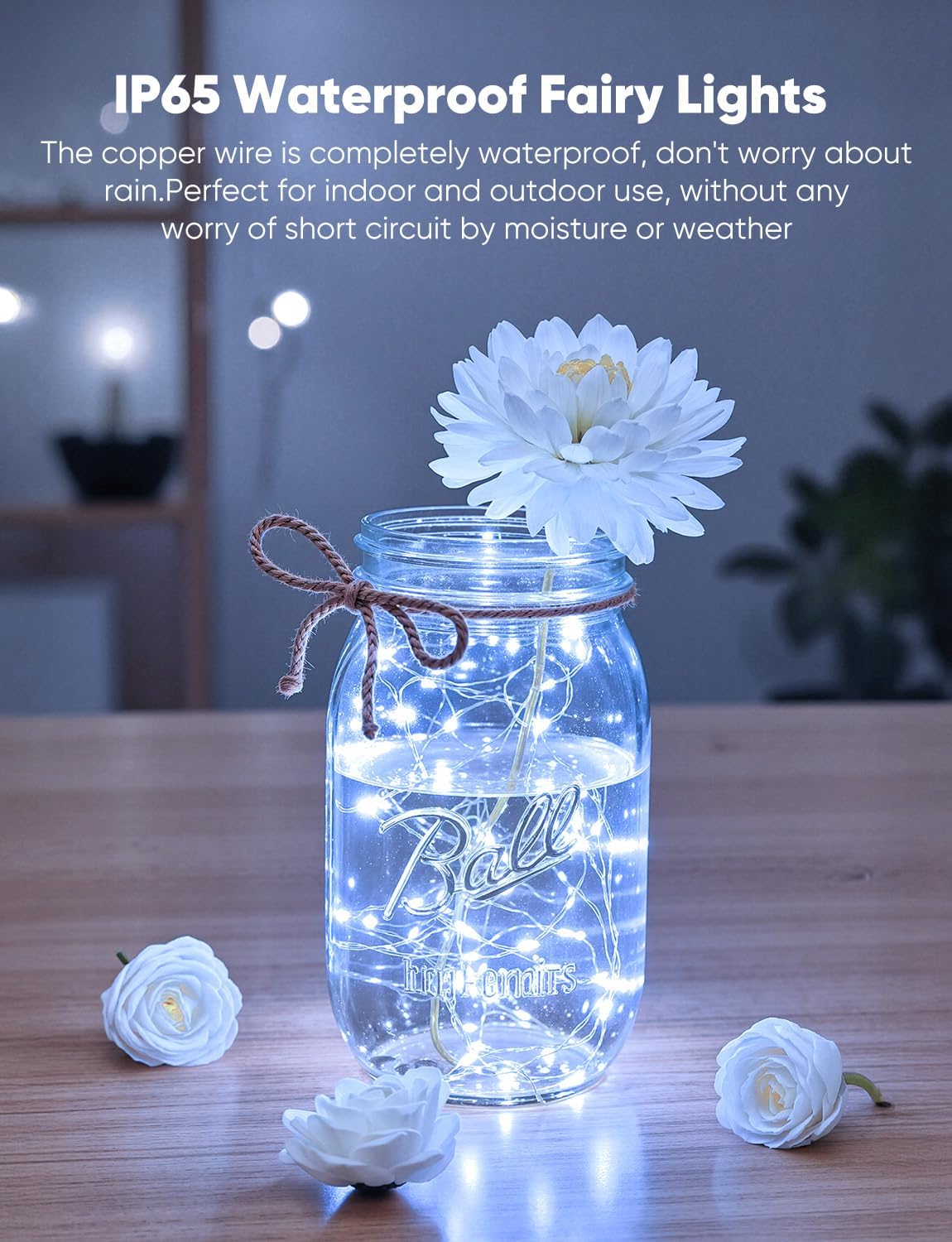 Brightown 14 Pack White LED Fairy Lights Battery Operated String Lights, 7ft 20LED Waterproof Silver Wire String Lights, Firefly Starry Moon Lights for Mason Jars DIY Christmas Wedding Party Bedroom