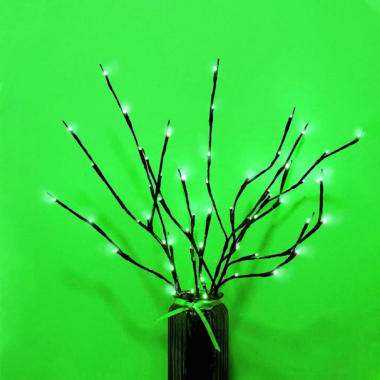 MENCH Branch Lights,3 Pcs Twig Light USB&Battery Powered 8 Flashing Modes by Remote Control.Branch Lights for Indoor, Light Up Decorations for Halloween Day and Christmas,Green
