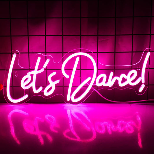 Wanxing Let's Danced Neon Signs Let's Dance Neon Light Up Sign Pink Led Word Light Sign Neon Sign Wedding for Dancing Party,Bar Accessories,Valentines' Day,Birthday Party
