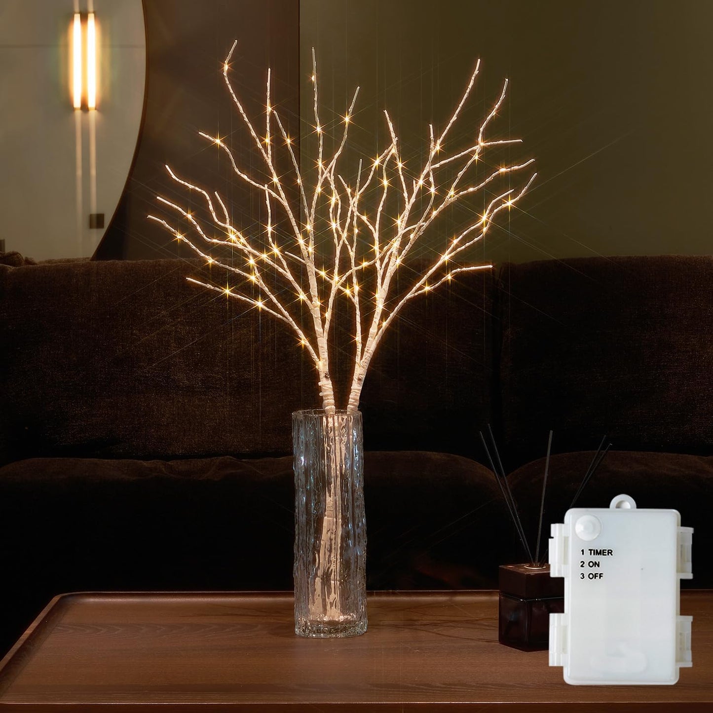 Fudios Birch Branch Lights with Timer for vase 100 LED Lighted Willow Twig 32IN Tall Battery Operated Home Party Indoor Outdoor use