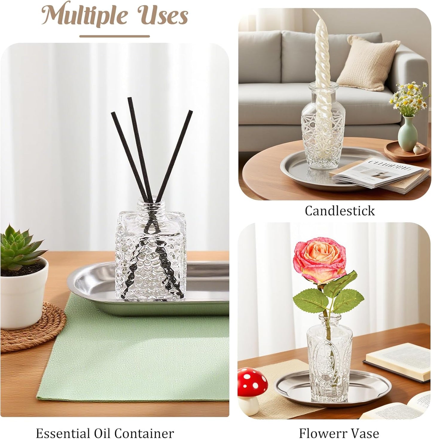 40Pcs Glass Bud Vase Set,Small Flower Vase for Tables Centerpieces Decor, Mini Vintage Clear Vase for Home,Wedding,Party Decorations（40 Pcs，Clear）