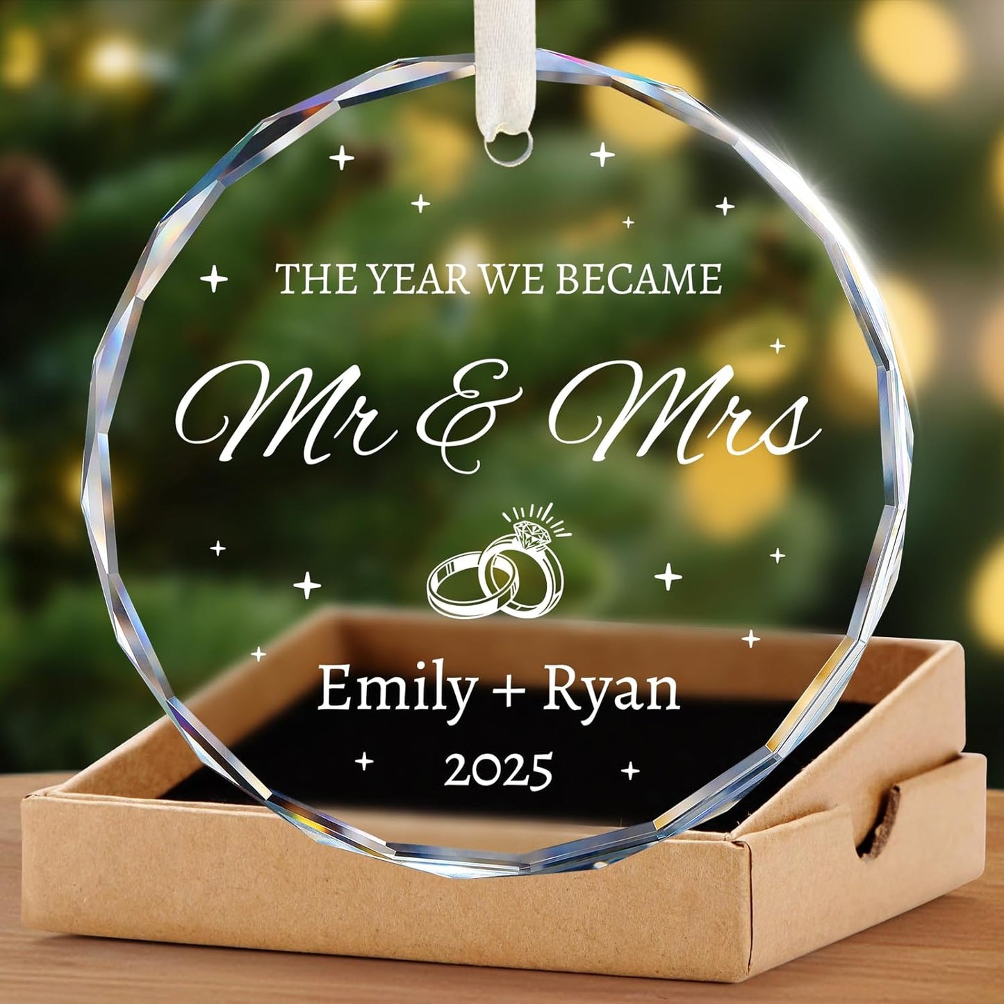 Personalized Wedding Gifts - Mr and Mrs Ornament 2025 - Bridal Shower Gifts for Bride, Newlywed, Couple, Just Married, Her - First Christmas Married Ornament 2025