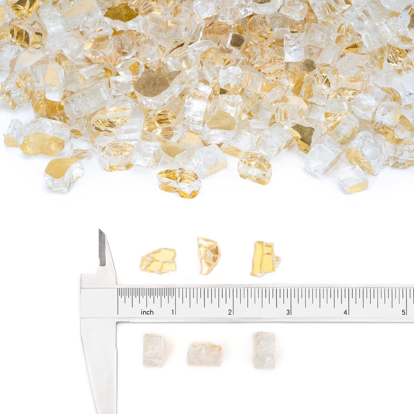 Stanbroil 10-Pound Fire Glass - 1/2 inch Reflective Tempered Fire Glass for Fireplace Fire Pit, Gold Reflective