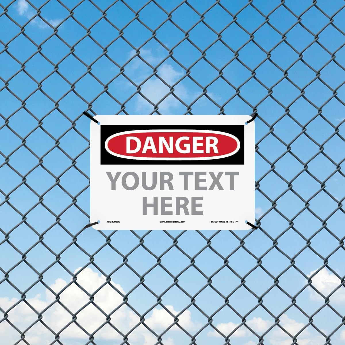 Custom OSHA Style Danger Sign 7" x 10" Aluminum Sign, Customizable "Your Text Here", by AccuformNMC Made in USA