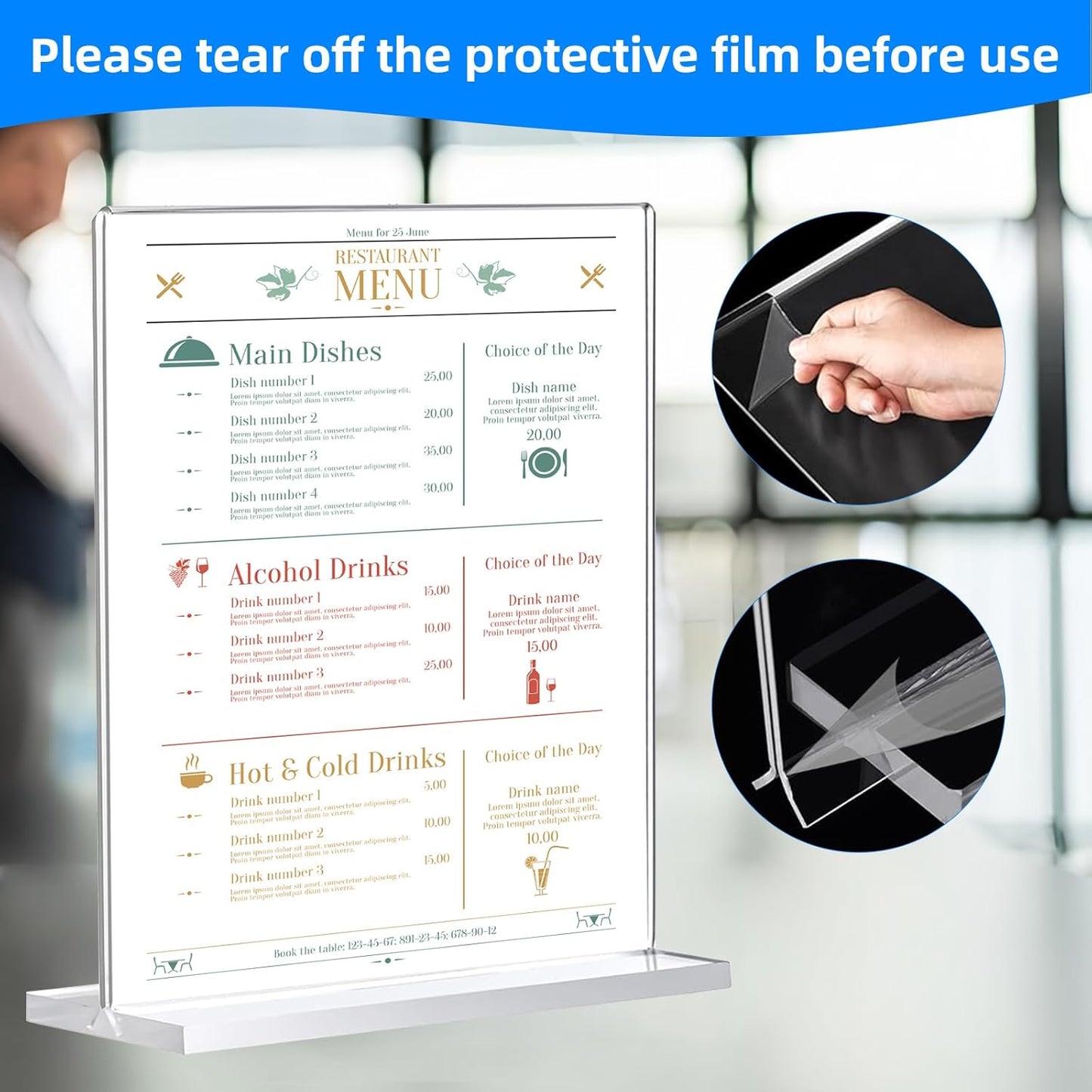 6 Pack Acrylic Sign Holder 8.5 x 11, Double-Sided Clear Sign Holder Plastic Stands for Display, T Shape Acrylic Table Sign Stands for Office Store Restaurants Wedding Party Decoration