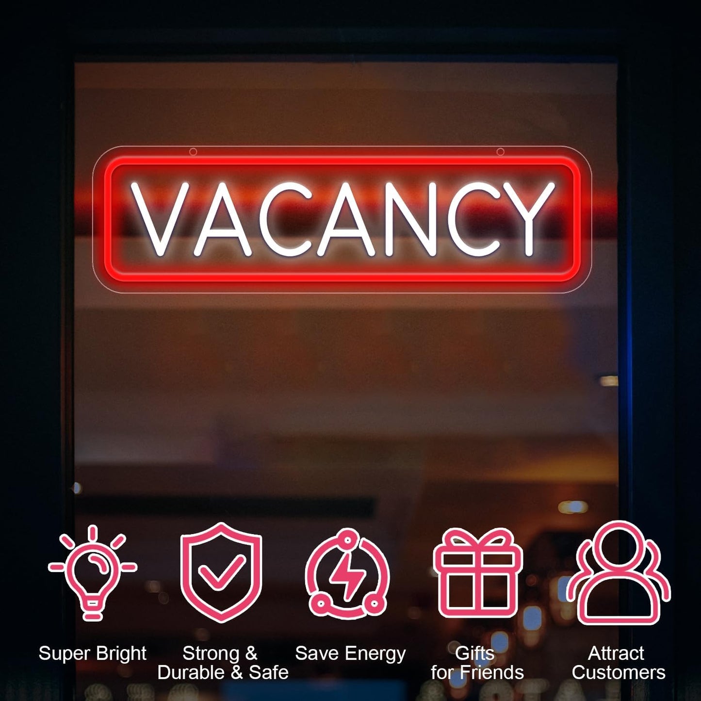 Vacancy Neon Sign, Neon Sign For Business Hotel Hostel Sign Room Vacancy Sign Wall Decor Artled Bar Sign Backdrop Lights Led Business Signs Creative Neon Lights Signs Usb Powered