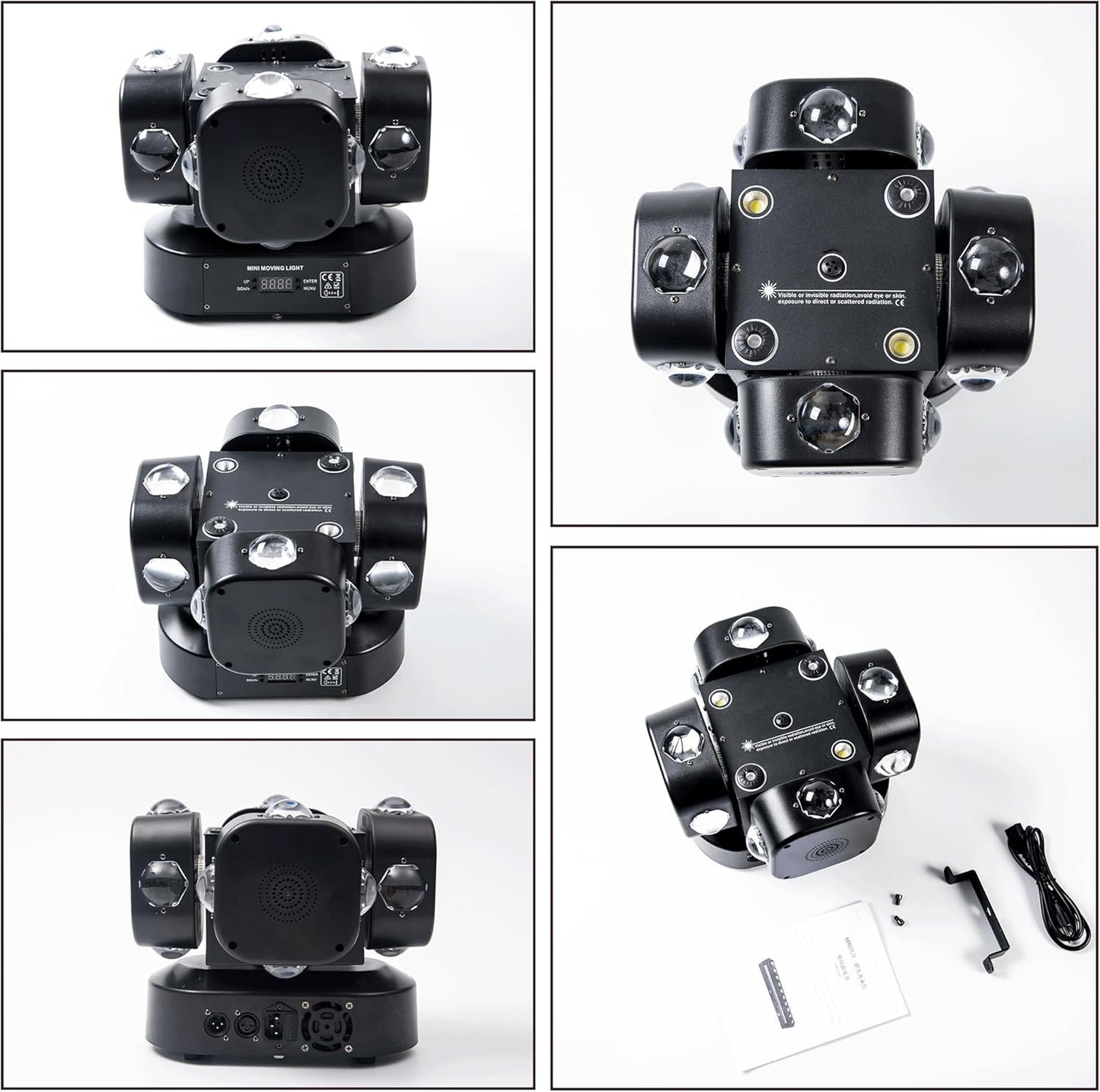 Moving Head DJ Light 16LEDs Rotating Beam Lights Stage Light DJ Lighting Led Pinspot Lights Uplighting Ligh-ts Sound Activated Dmx512 Light for DJ KTV Disco Party Wedding Concert Festival