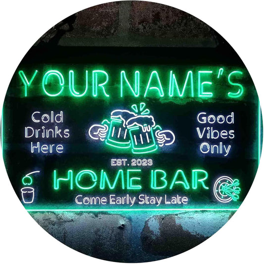 ADVPRO Personalized Your Name Custom Home Bar Beer Established Year Dual Color LED Neon Sign White & Green 16 x 12 Inches st6s43-p1-tm-wg