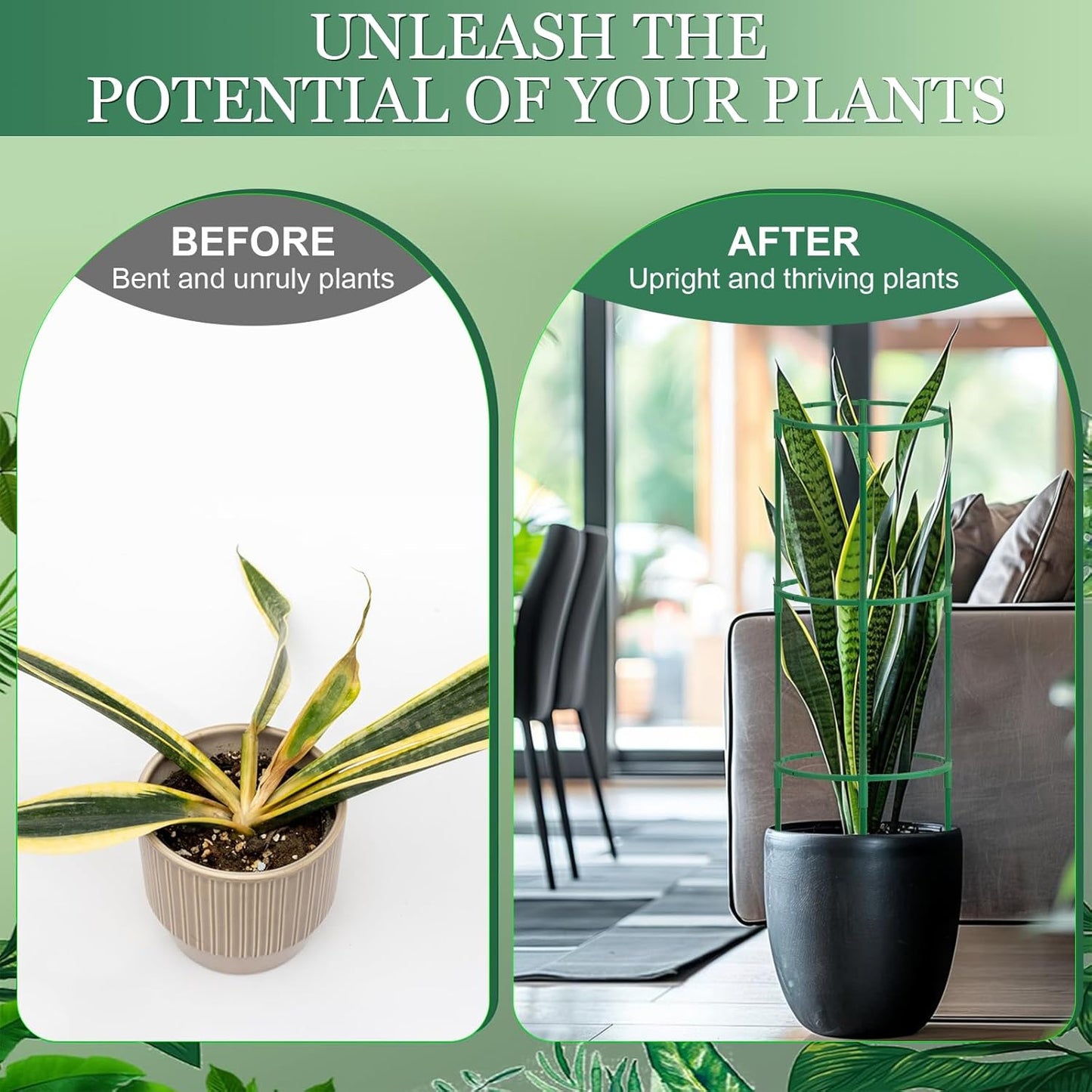 24Pcs Plant Support Stakes, Half Round Plant Stakes for Indoor Plants, Stackable Garden Flower Support, Plant Cages for Tomato,Monstera, Peony, Hydrangea, Climbing Plants