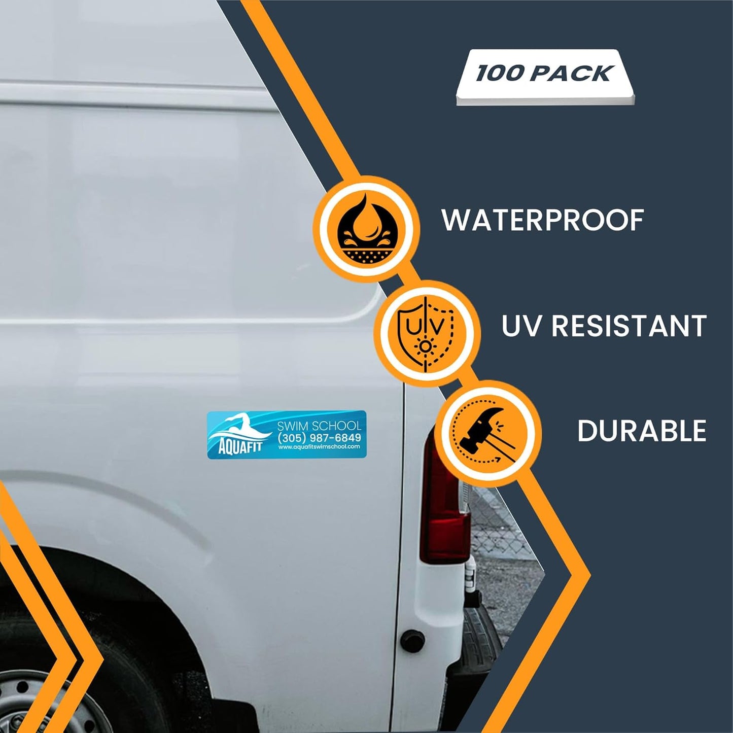 Magnet Me Up Custom 10x3 Inch Rectangle Magnet, 100 Pack, Customizable for Businesses, Personal Use, Choose Your Text, Upload Image, Magnetic Vinyl for Car and Any Magnetic Surface, Crafted in USA