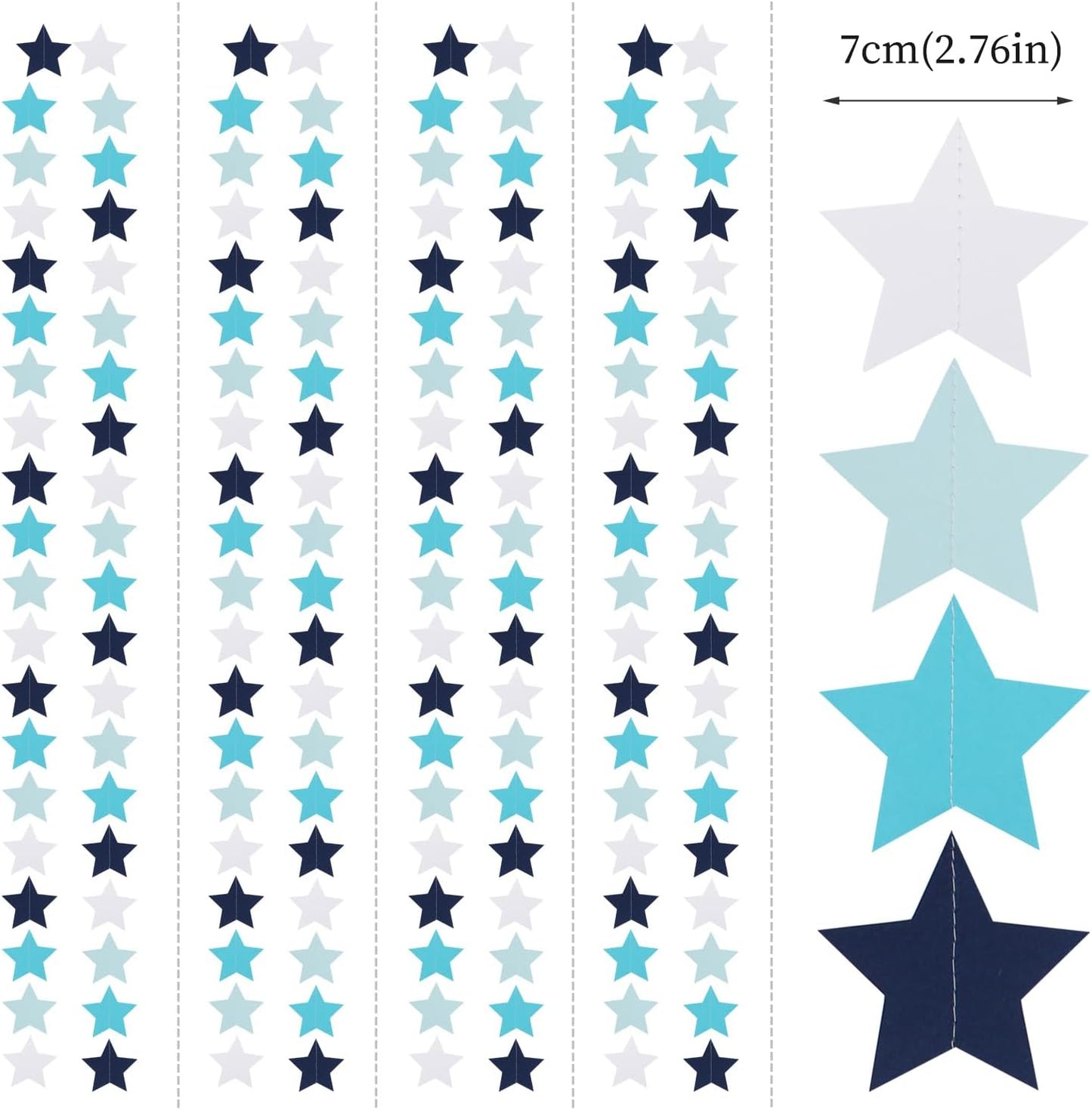 Light-Royal Navy-Blue White Party-Decorations Garland - 62ft Twinkle Little Star Hanging Streamers Banner,Bachelorette Bridal Wedding Birthday Baby Shower Decor Hugtmr