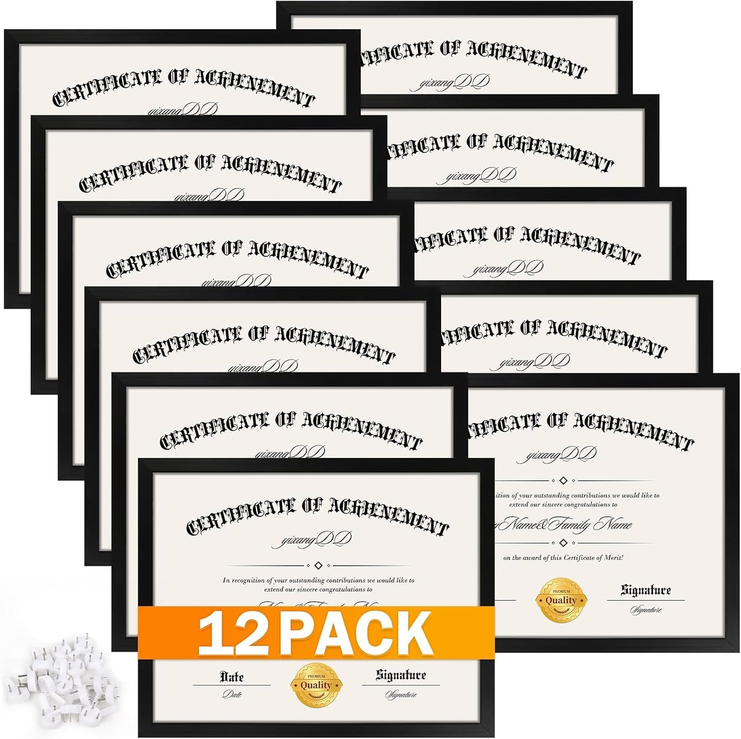YixangDD 12 PACK Certificate Frames 8.5 x 11, Black Diploma Frame Document Frame with Clear Plexiglass, Picture Frames for Tabletop and Wall Display