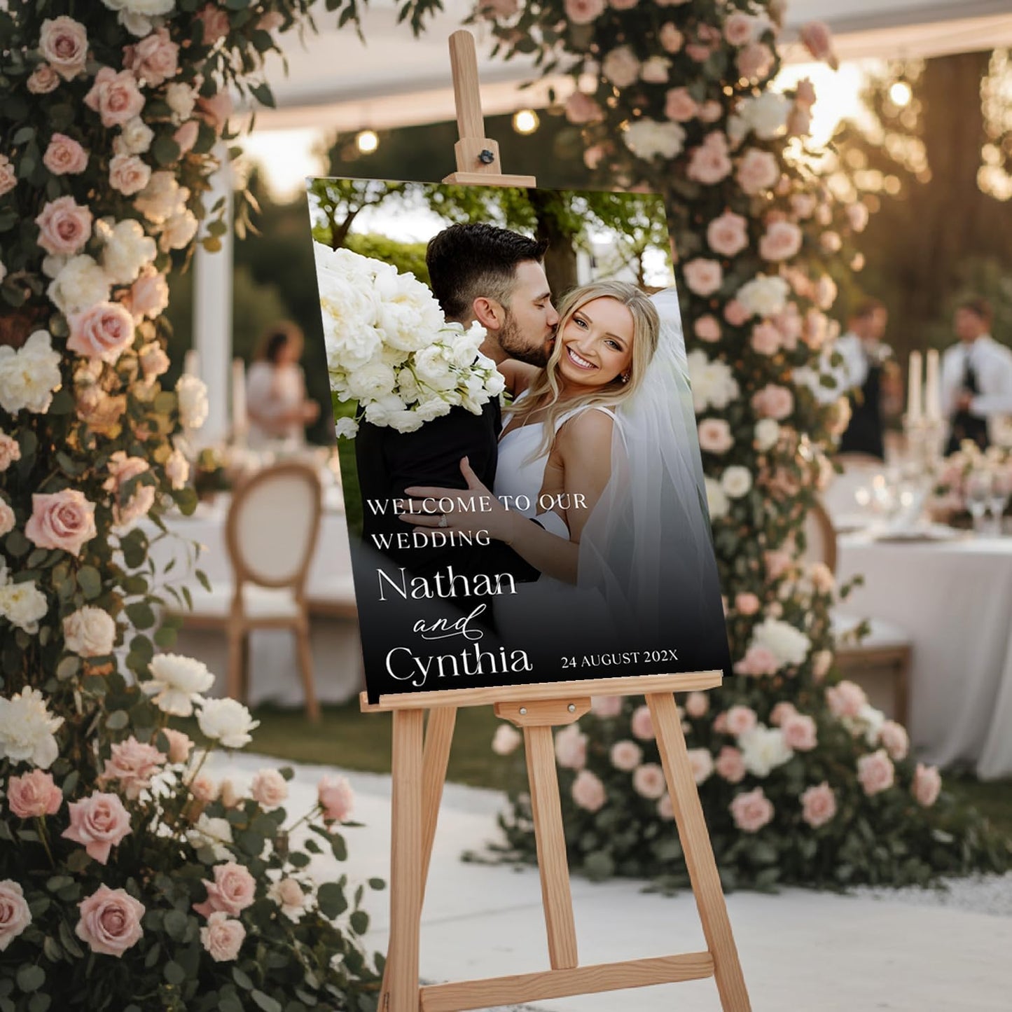 Personalized Wedding Photo Acrylic Welcome Sign – Custom Picture Board with Bride & Groom Names, Elegant Acrylic Wedding Reception Entrance or Ceremony Decoration, Indoor & Outdoor Keepsake Gift #15