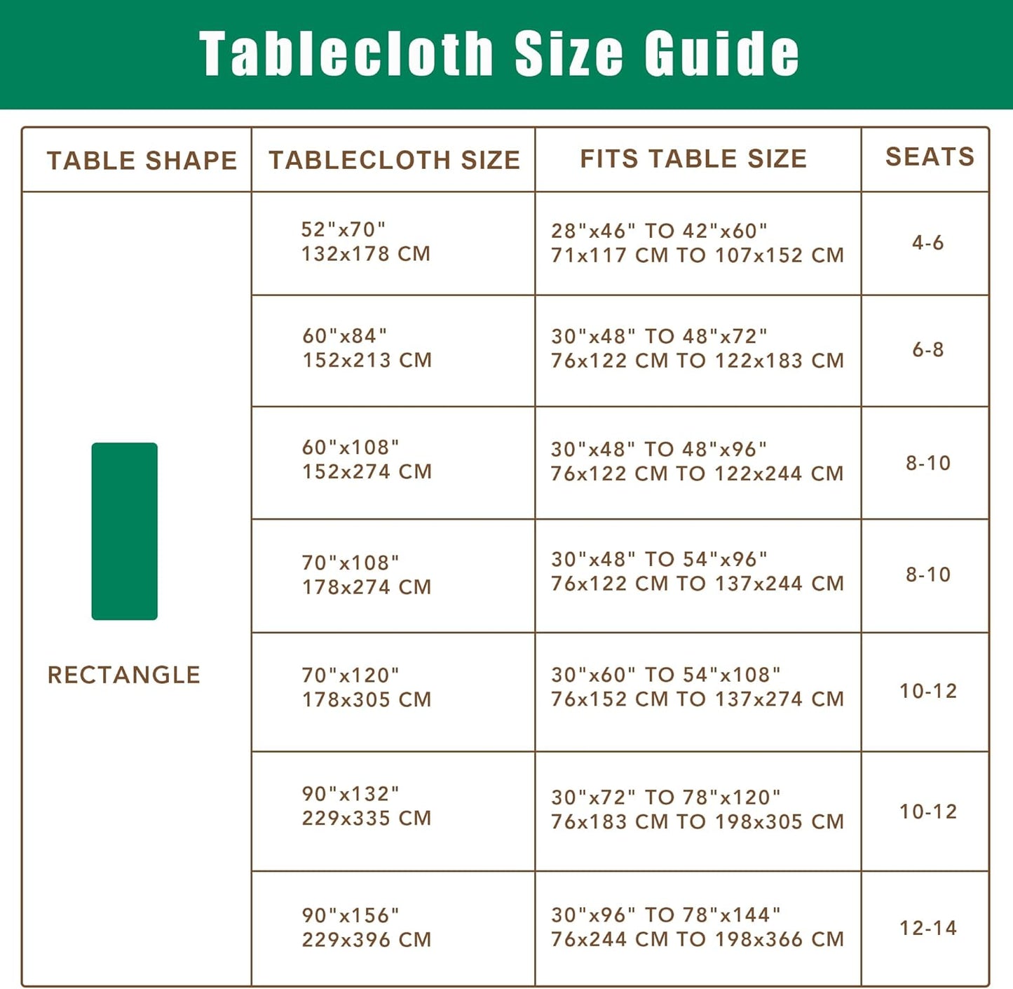 Biscaynebay Textured Fabric Tablecloths 90x156 Inches Rectangular, Brown Water Resistant Tablecloths for Dining, Kitchen, Wedding and Parties etc. Machine Washable