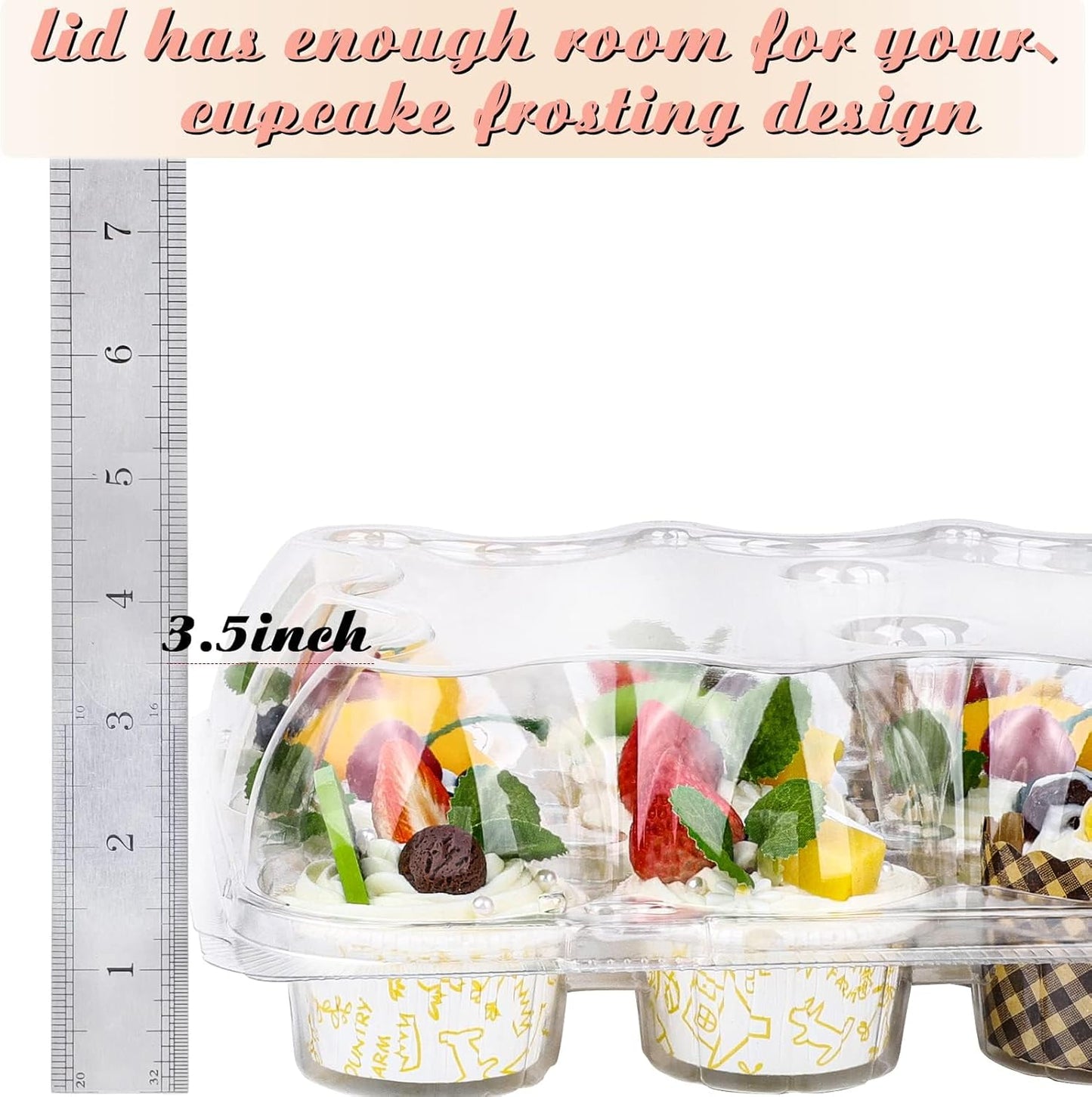TWOWYHI 24 Counts x 10 Sets Cupcake Containers Cupcake Boxes Plastic Cupcakes Carrier Holders for Clear Plastic Disposable Cupcakes Container with Detachable Tall Lid