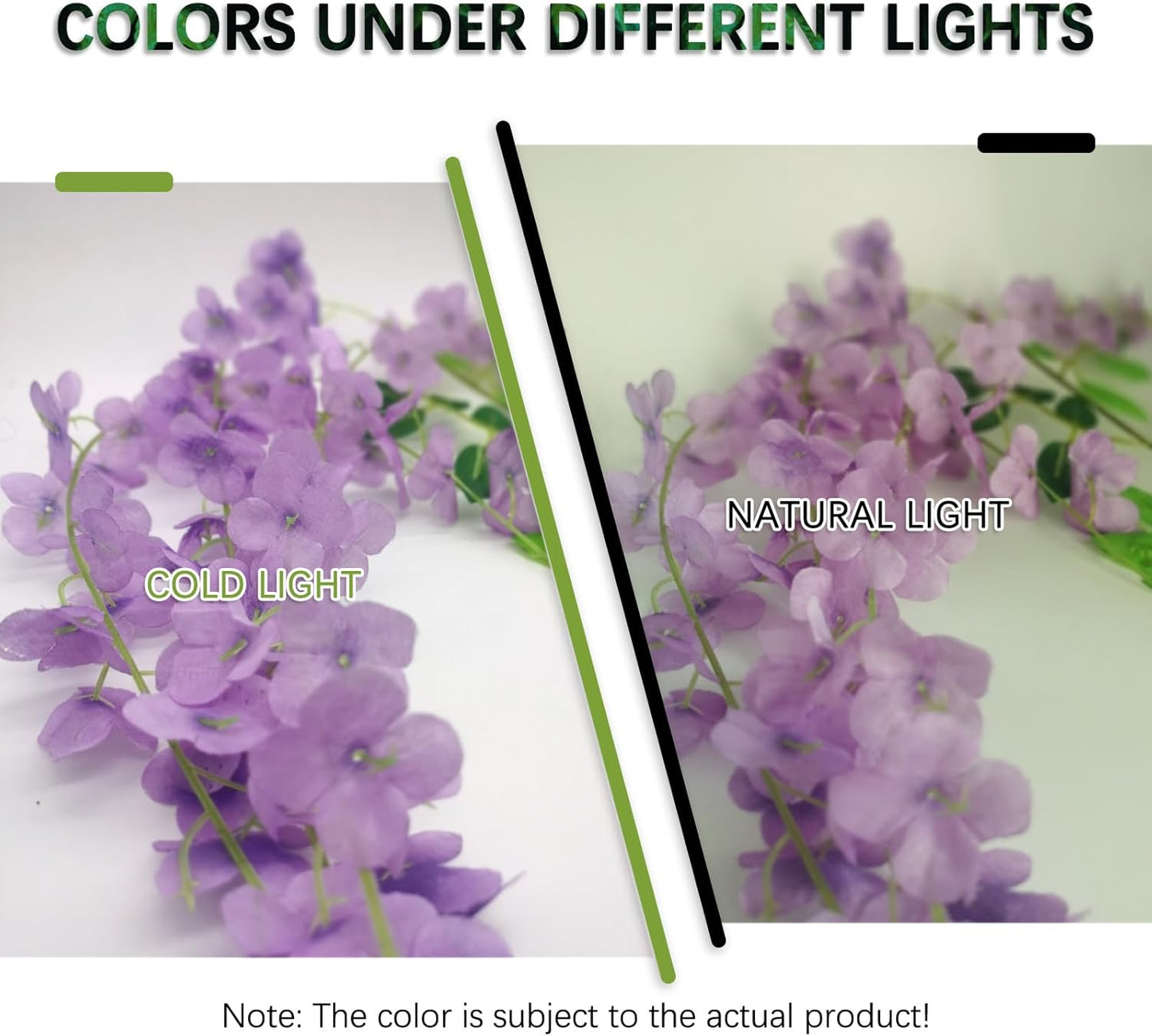 24 Pack Light Purple Wisteria Hanging Flowers Garland, 3.77 Feet Artificial Flower Vines, Fake Wisteria, Artificial Vines Hanging Garland for Backdrop Outdoor Yard Garden Decor