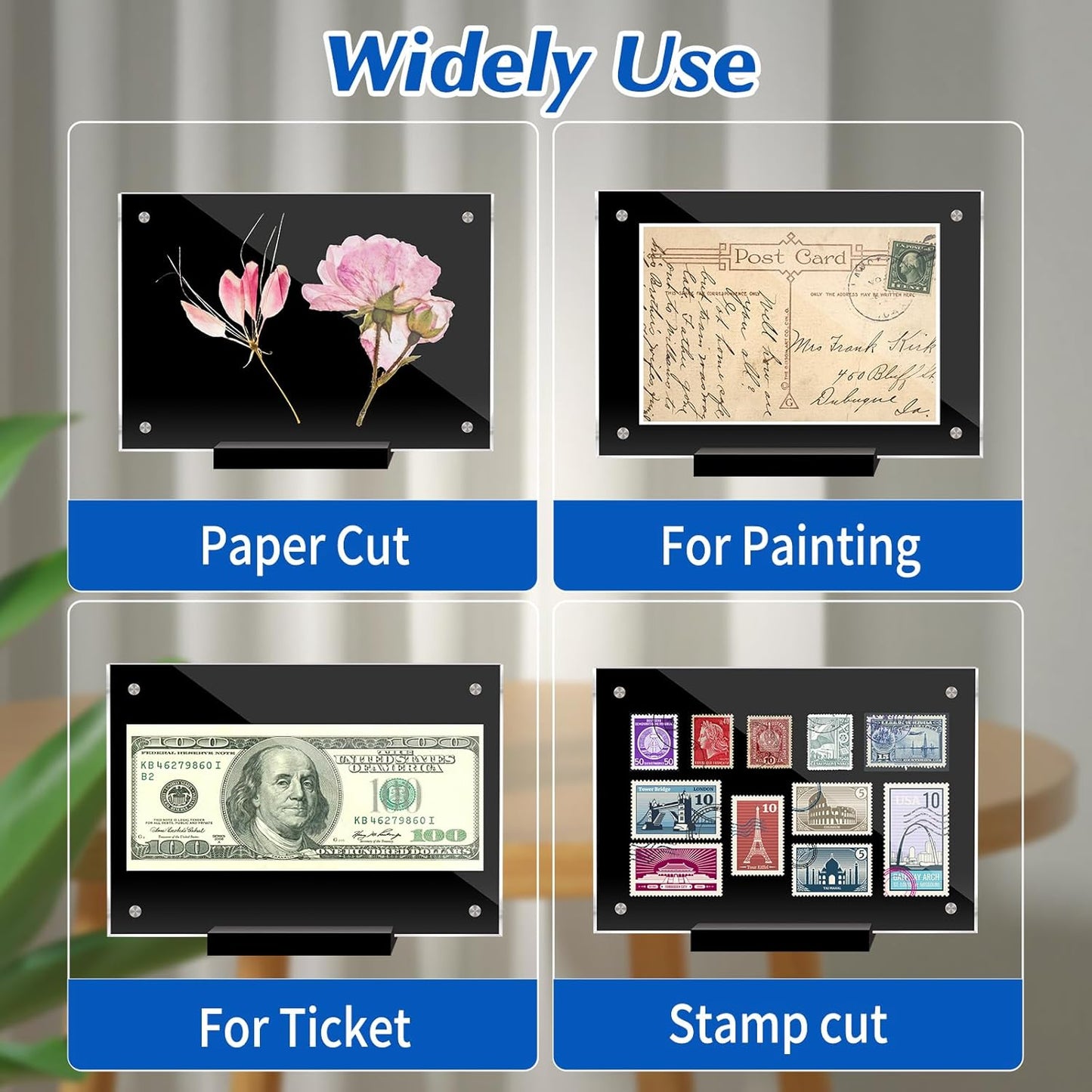 5 Pack Acrylic Magnetic Picture Frame 4x6, Clear Frame for Horizontal Vertical Tabletop Display, Black Photo Frame Magnets for Fridge