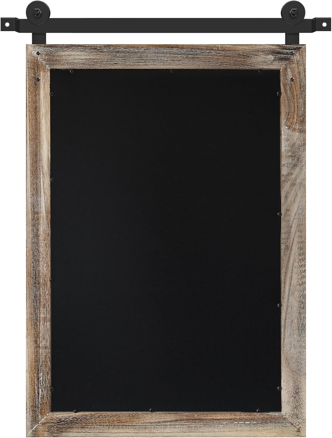 COGOOD Farmhouse Barn Door Mirror - 21 x 30 Rustic Wood Framed Wall Mirror for Bathroom, Living Room, Entryway Wall Decor (Striped Brown)