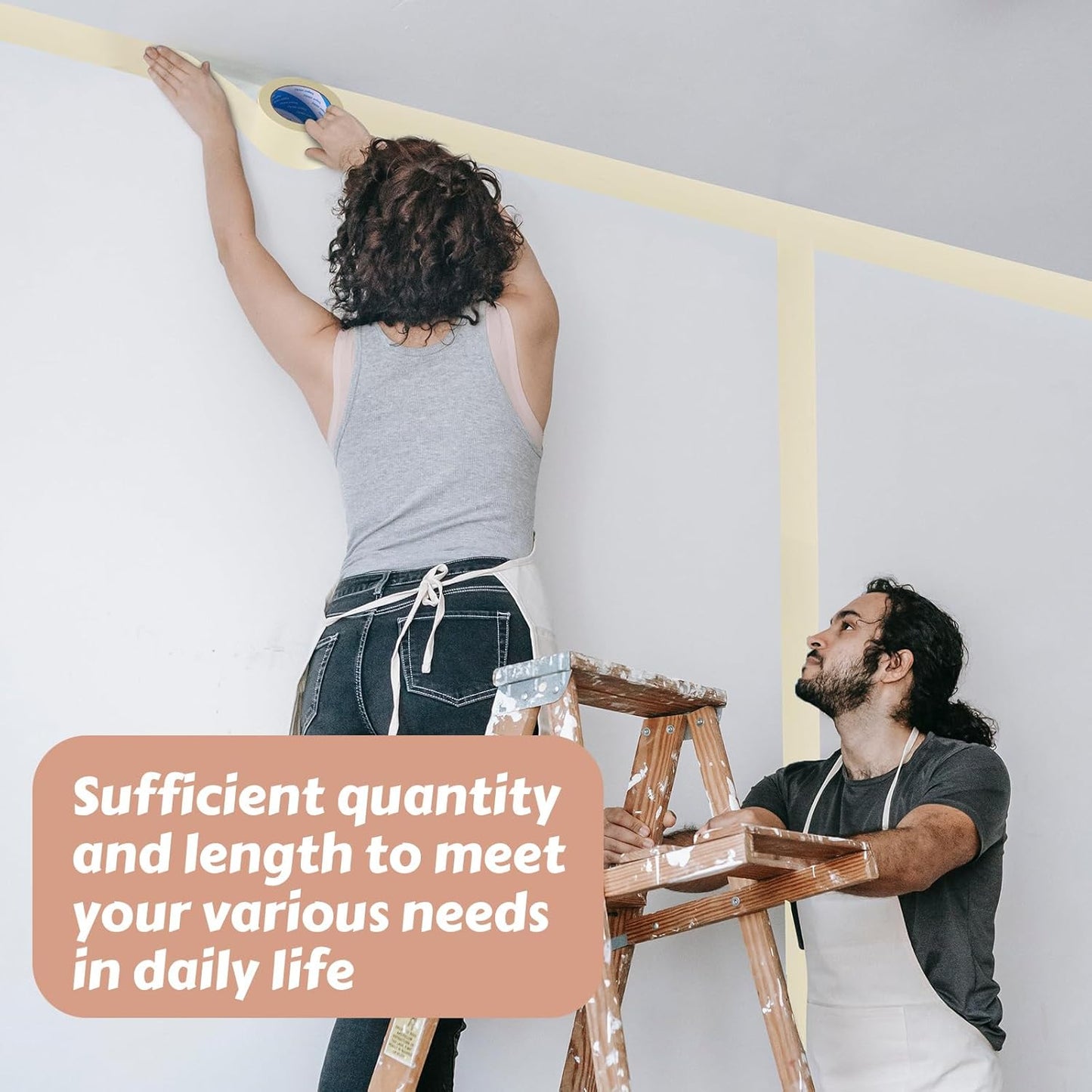 Masking Tape Bulk General Purpose Masking Painting Tape 55 Yards for Painting Home Office School Stationery Arts Crafts Basic Use, Easy Removal(4 Rolls,4 Inch)