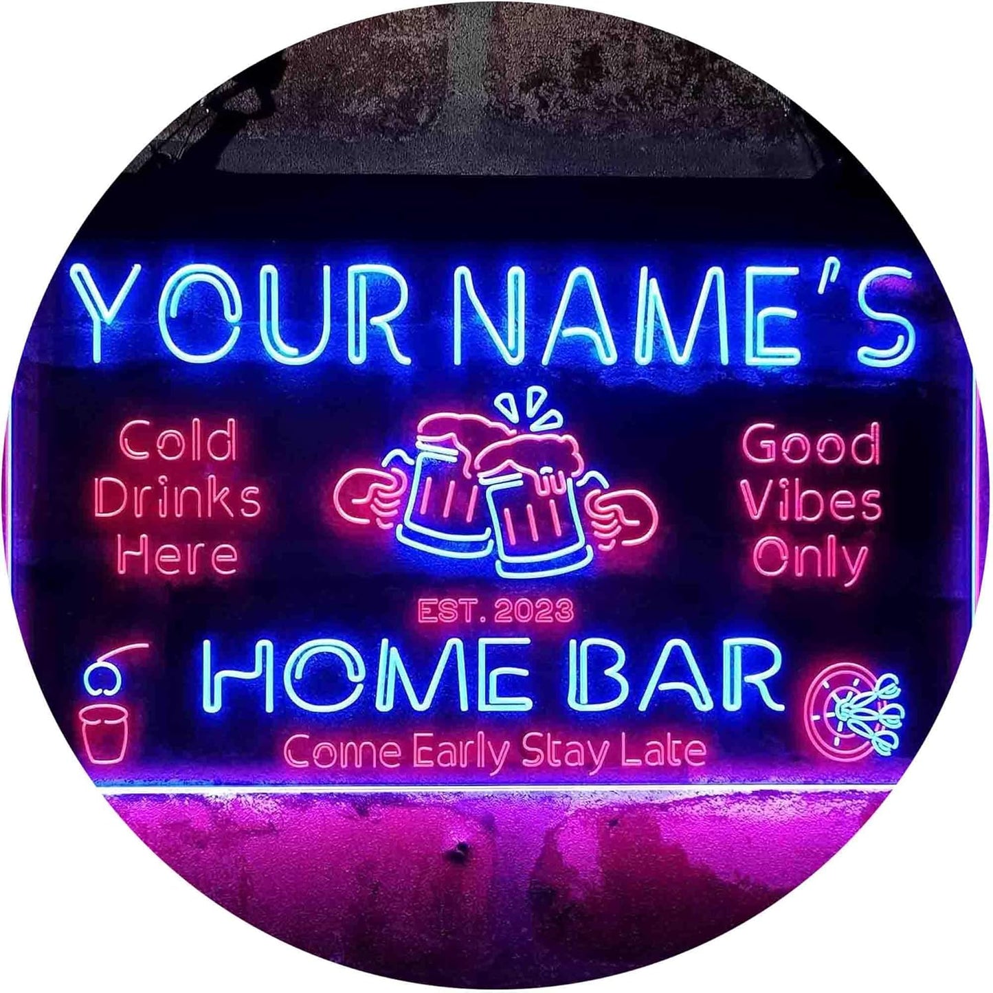 ADVPRO Personalized Your Name Custom Home Bar Beer Established Year Dual Color LED Neon Sign Red & Blue 16 x 12 Inches st6s43-p1-tm-rb
