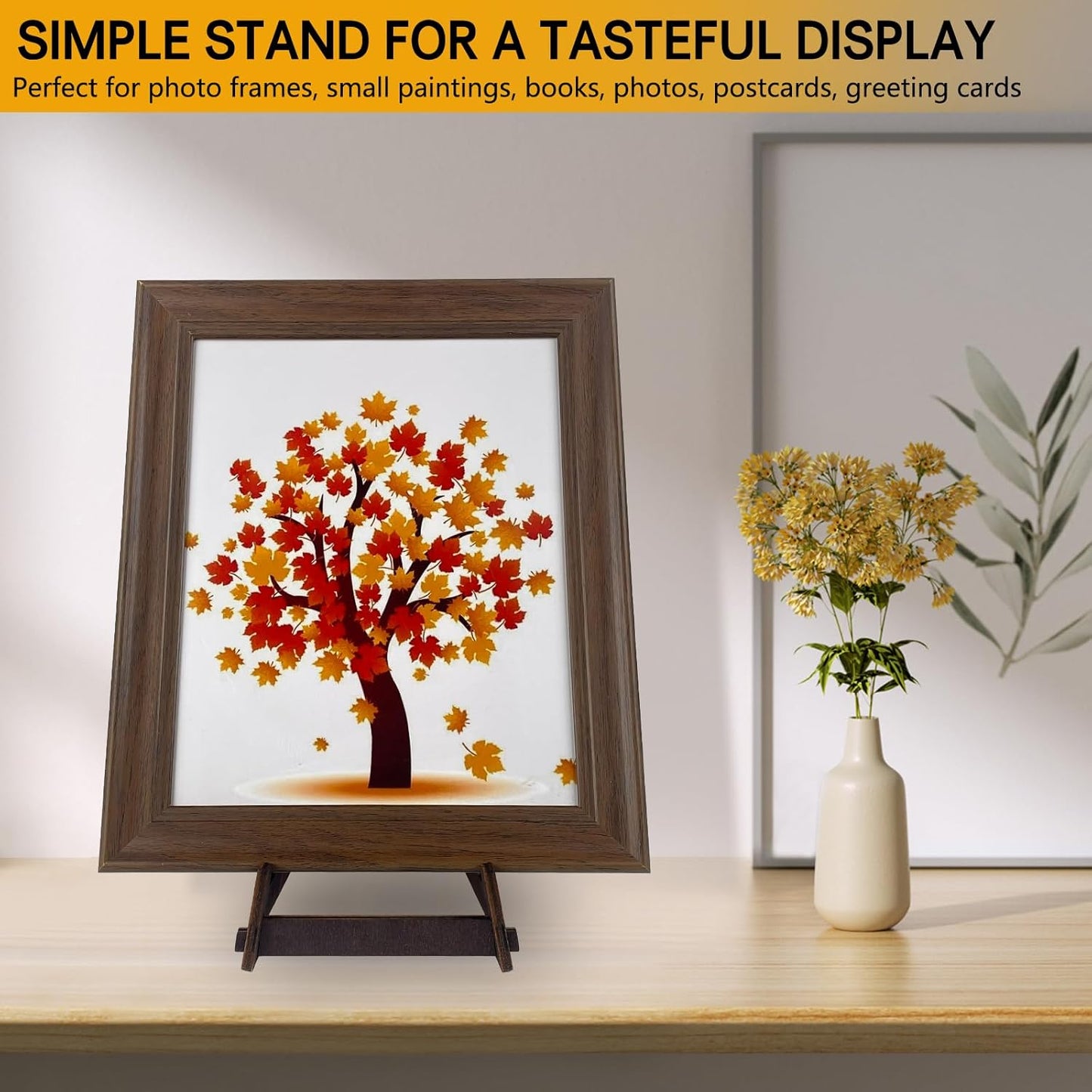 1 Pack 8 Inch Plate Stand, Wooden Display Stand Plate Stands for Display Decorative Picture Frame Stand, Easel Display Stand,Book Display Stand, Plate Holder Display Stand (8 Inch-1PCS)