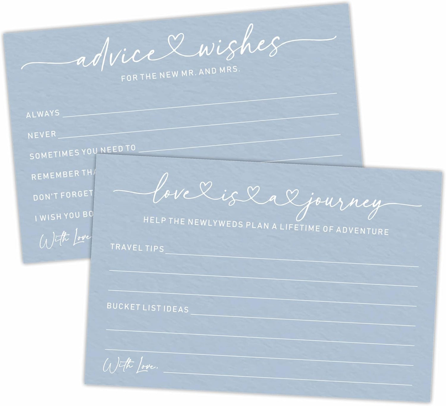 Wedding Advice Cards -Pack Of 30 Wishes For The New Mr & Mrs Wedding,Love Is A Journey Cards - Bride and Groom Newlyweds Bridal Shower Party Decoration,Games(Blue) - A02