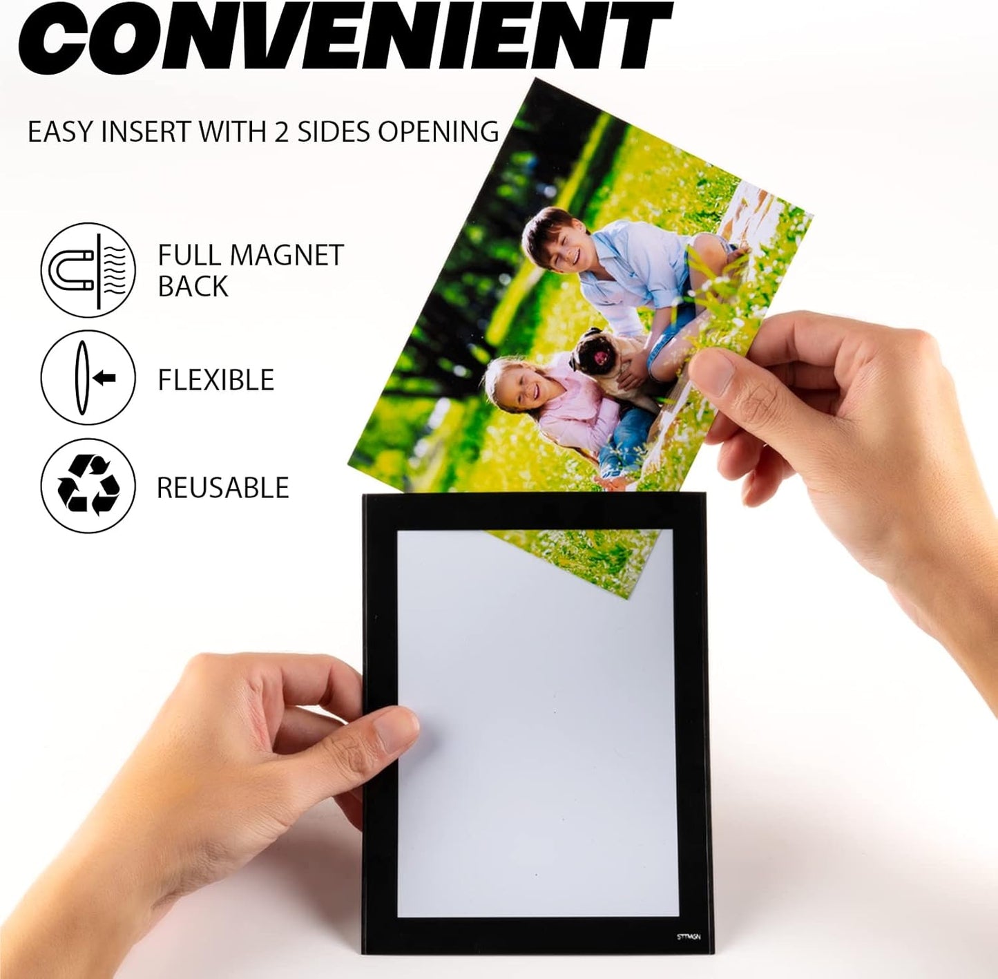 5X7 Magnetic Picture Frames for Fridge (20 Pack),Magnets Photo Pockets/Sleeves,Printing Black Border