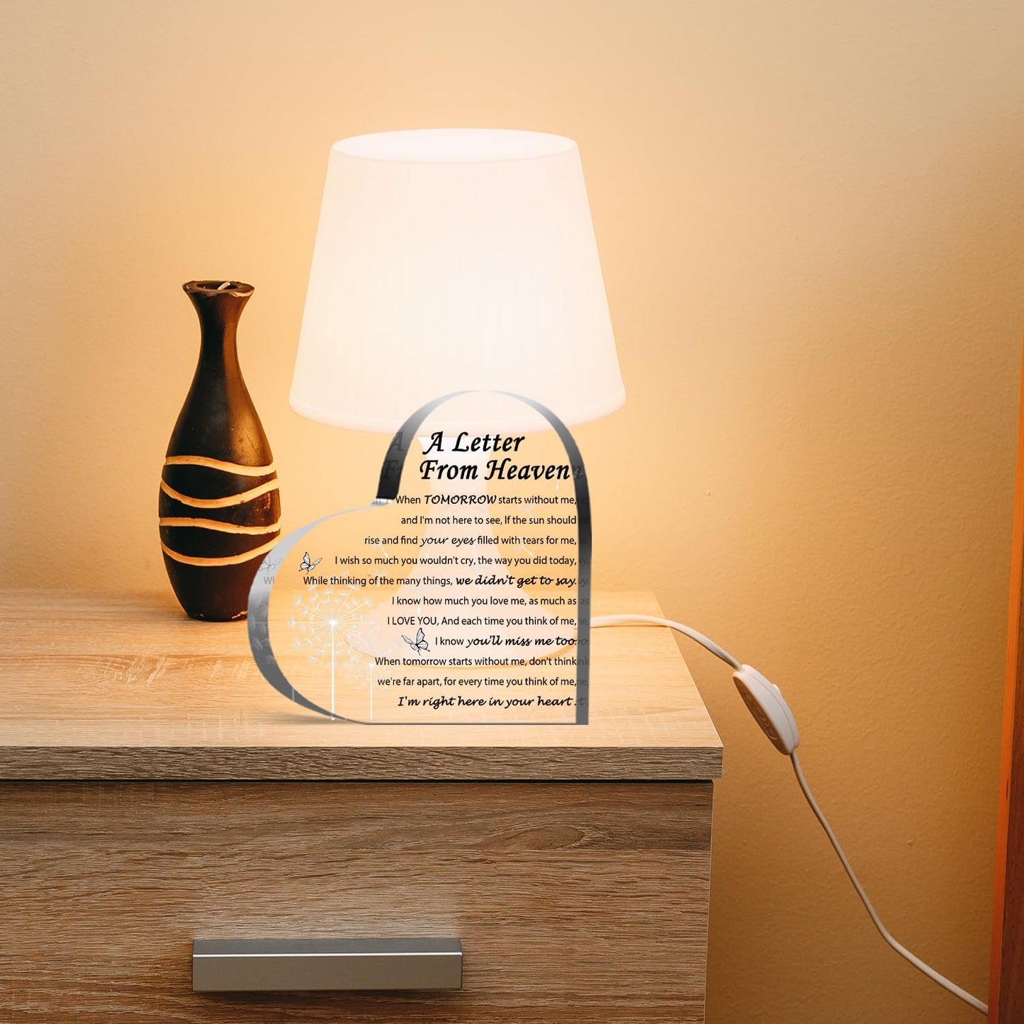 Sympathy Gifts - A Letter from Heaven- Memorial Gift for Loss of Mother Father Husband Son, Acrylic Heart Keepsake,Remembrance Sympathy Gifts, grief gifts