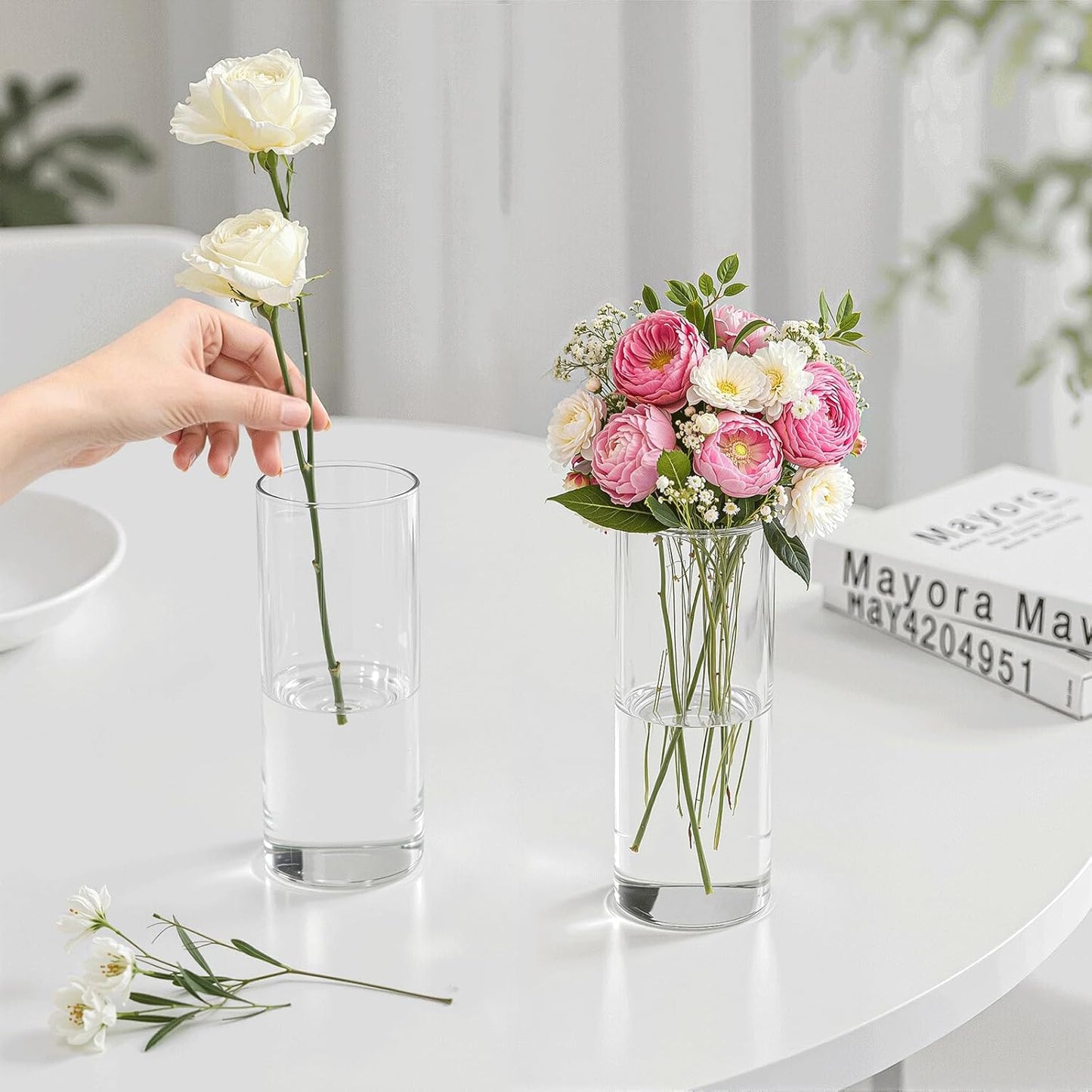 30 Pack Glass Cylinder Vase for Centerpieces, Clear Flower Glass Vases for Wedding Decorations, Hurricane Floating Candle, Holder for Table Centerpiece Wedding Home Décor