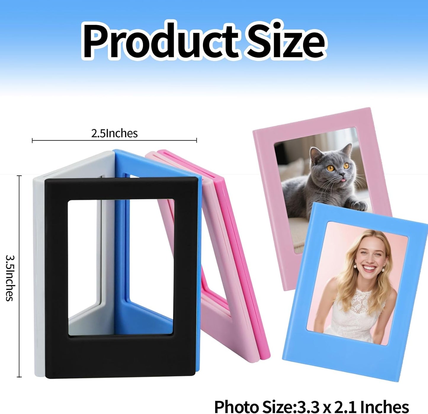 12 Packs Magnetic Picture Frame, Mini Picture Magnets 2x3 Picture Frame for Refrigerator,Wallet Size Magnetic Photo Frames,Magnetic Photo Frames for Refrigerator,School,Office(12 Colors)