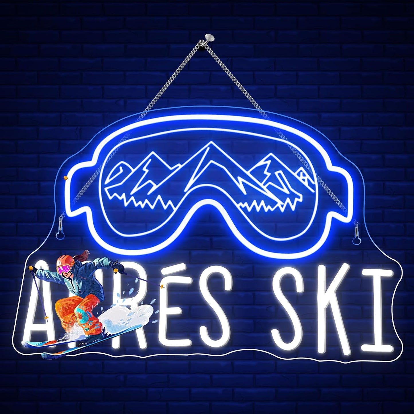 Ski Goggles Neon Sign Skiing Neon Signs for Wall Decor Winter Led Neon Light Sign for Bedroom Skiing Enthusiast Party Snow Equipment Store Shop