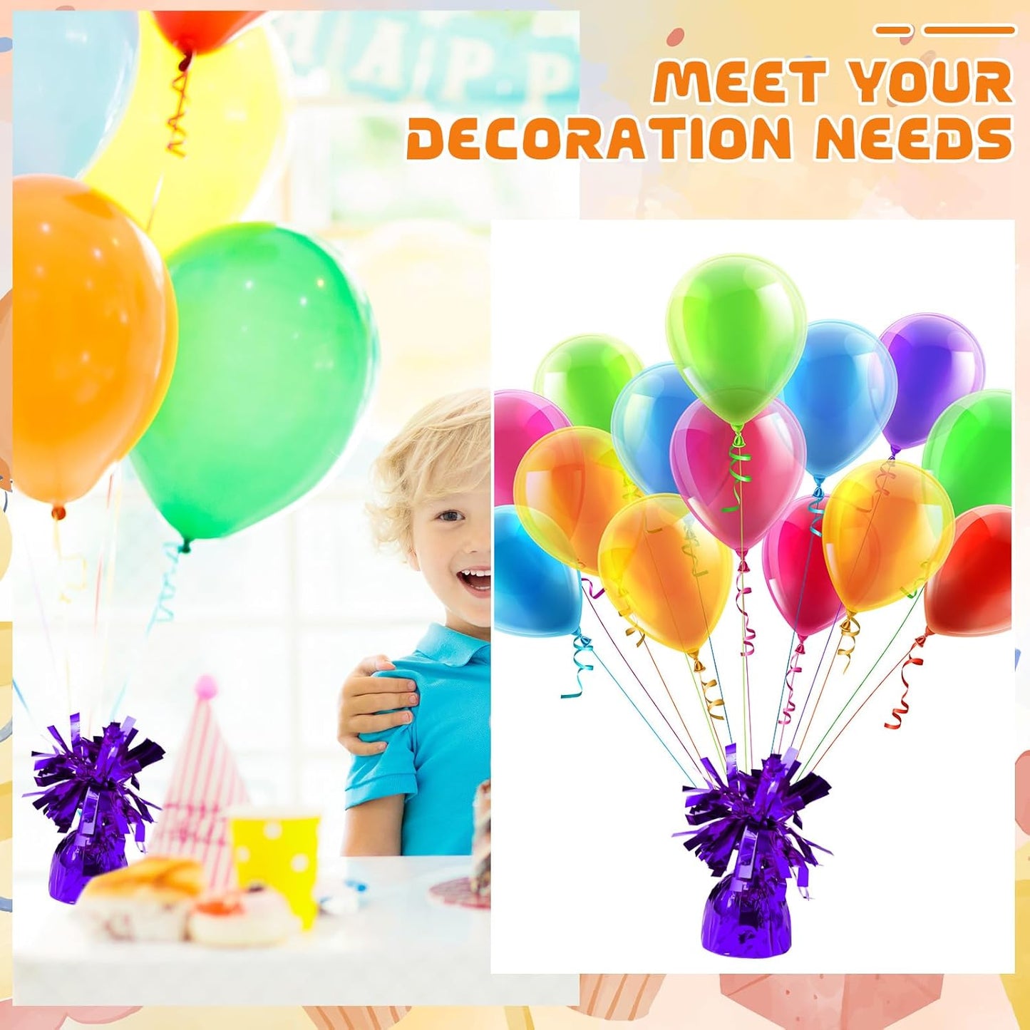 6 Pack Purple Balloon Weights Metallic Holder Anchors Balloon Holder Weights for for Birthday 2025 Graduation Party Christmas Wedding Celebration Decoration (Purple)