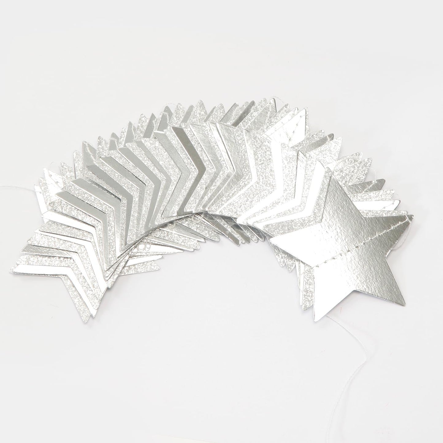 Glitter-Silver Party-Decorations Star Christmas Garland - 62ft Birthday Twinkle Little Star Hanging Streamers Banner,Bachelorette Engagement Wedding New Years Supplies Decor Hugtmr