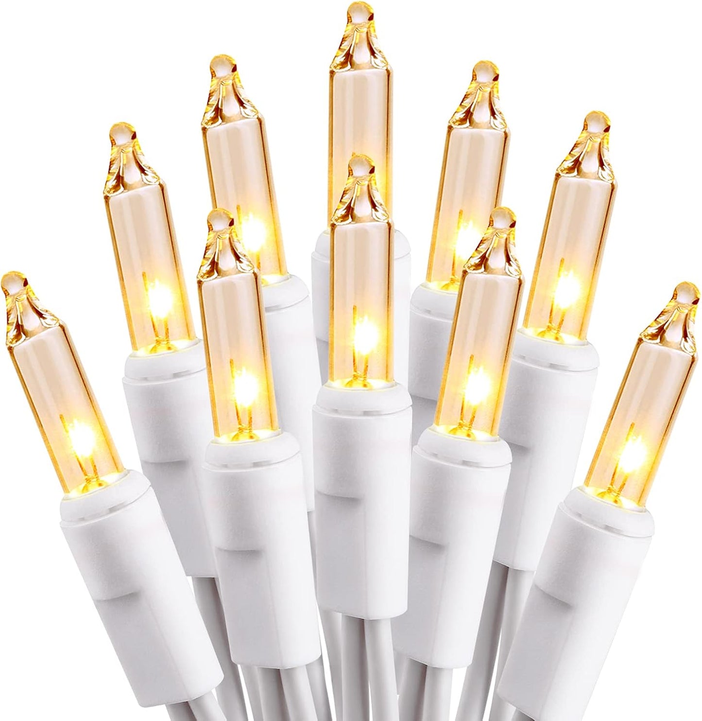 PhilzOps Christmas String Lights, 69.6ft 300Ct White Christmas Tree Lights Connectable, 120V UL Certified Incandescent Warm String Lights, White Wire Xmas Lights for Home Wedding Party, Warm White