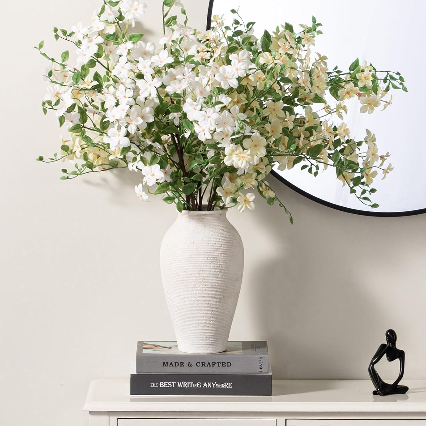 Ceramic Flower Vase Home Decor - Large Tall Farmhouse Table Vases Rustic Vintage Living Room Kitchen Bedroom Decorations for House Book Shelf Office Coffee Desk Dining Fireplace (11" Rustic)