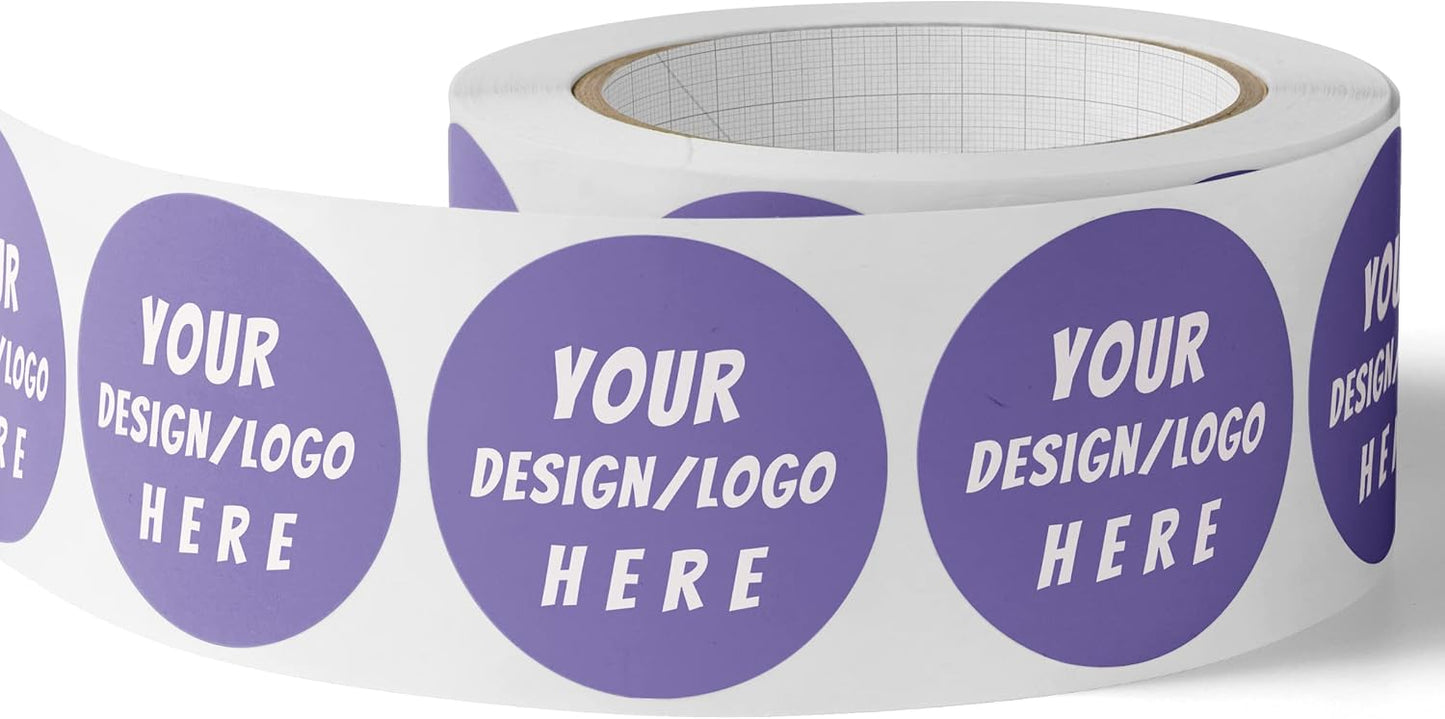 150 Custom Circle/Square BOPP Roll Labels- Personalized Stickers for Business Logo, Party, Wedding Favor, Baby Shower-Any Design Text + Image, Matte/Gloss Finish (4 Inch Circle)