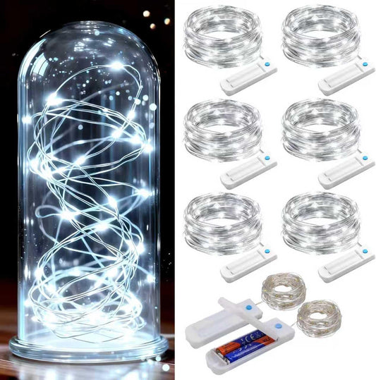 ZNYCYE 50 LED Fairy Lights with Timer, 6 Pack 8.2Ft 8 Modes Battery Operated Fairy Lights, Mini Led String Lights for DIY Wedding Bedroom Mason Jar Vases Table Party Christmas Decoration (Cool White)