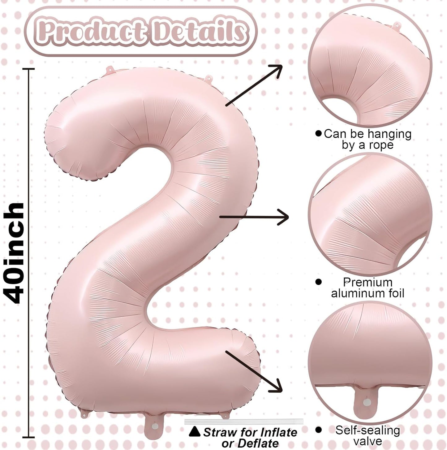 Pastel Pink 20 Balloon Number for Girls, 40'' Self Inflating Number 20 Balloons, Big Light Blush Pink Foil 2 & 0 Helium Balloon 20 for Women Boho Coquette 20th Birthday Party Anniversary Decorations
