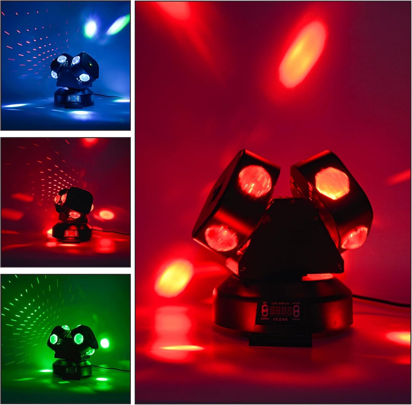 Moving Head DJ Light DMX 512 Strobe Lighting LED with Sound Activated Party RGBW Beam Lights Stage Lighting for Events KTV Disco Wedding Concert Festival (8LED Professional DJ Light w/Special Lights)