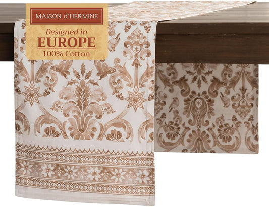 Maison d' Hermine Table Runner 100% Cotton Double Layer Table Runners 72 inches Long for Thanksgiving Christmas Decorations Home Kitchen Dining Party Wedding (Allure, 14.5" x 72")