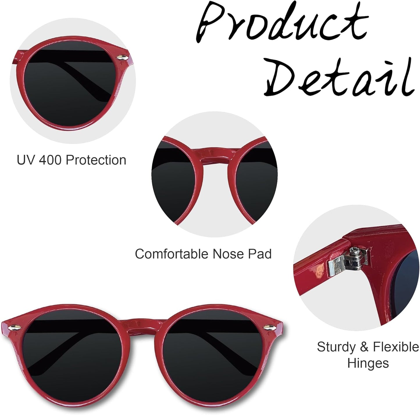 LADY&HOME Bachelorette Party Cat Eye Sunglasses - Bridesmaid & Bridal Shower Supplies, 10pcs Round Weddings Sunglasses