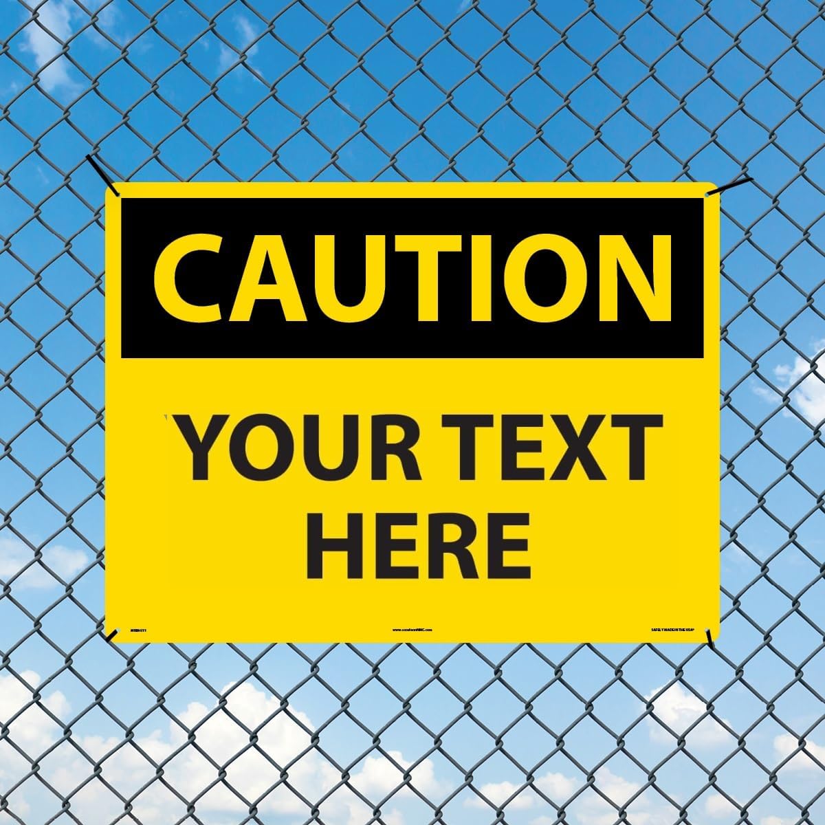 Custom OSHA Style Caution Sign 18" x 24" Aluminum Sign, Customizable "Your Text Here", by AccuformNMC Made in USA