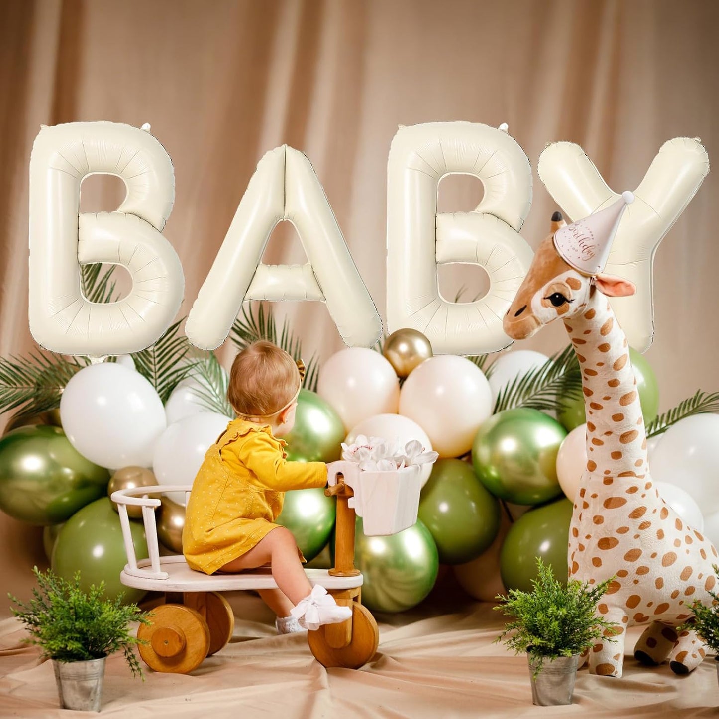 40 Inch Letter Balloons B, Big Custom A-Z Alphabet Foil Name Balloon Cream White, Self Inflating Beige Customize Helium Balloon Letters B for Women Girls Birthday Bride Baby Shower Party Decorations