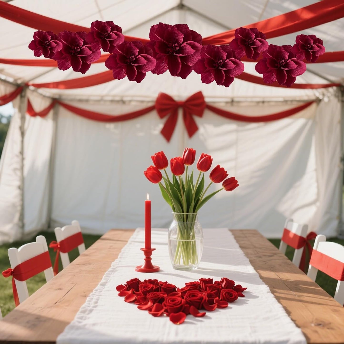 BRT Bearingshui Crepe Paper Flowers Decoration for Wall Total 9 Pcs, Artificial Flowers for Wedding Decor,Flower Backdrop Decor, Baby Bridal Shower Birthday Party, Burgundy 3D Wall Flowers Decor