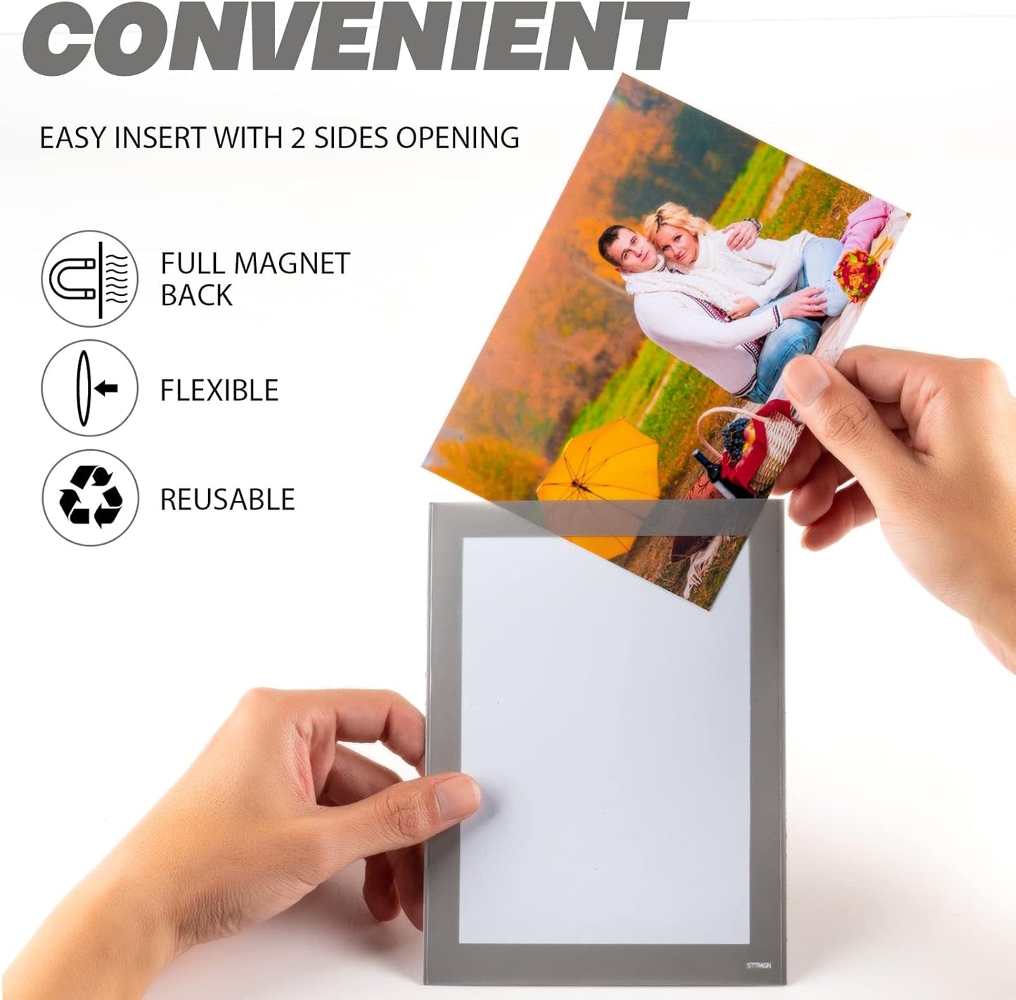 Magnetic Photo Frames with Sliver-Grey Border(4"X6",10 Pack),Magnet Picture Frame Pockets/Postcard Holder,Decorations for Fridge/Lockers/Home/Office/School/Classroom/Whiteboard/Party