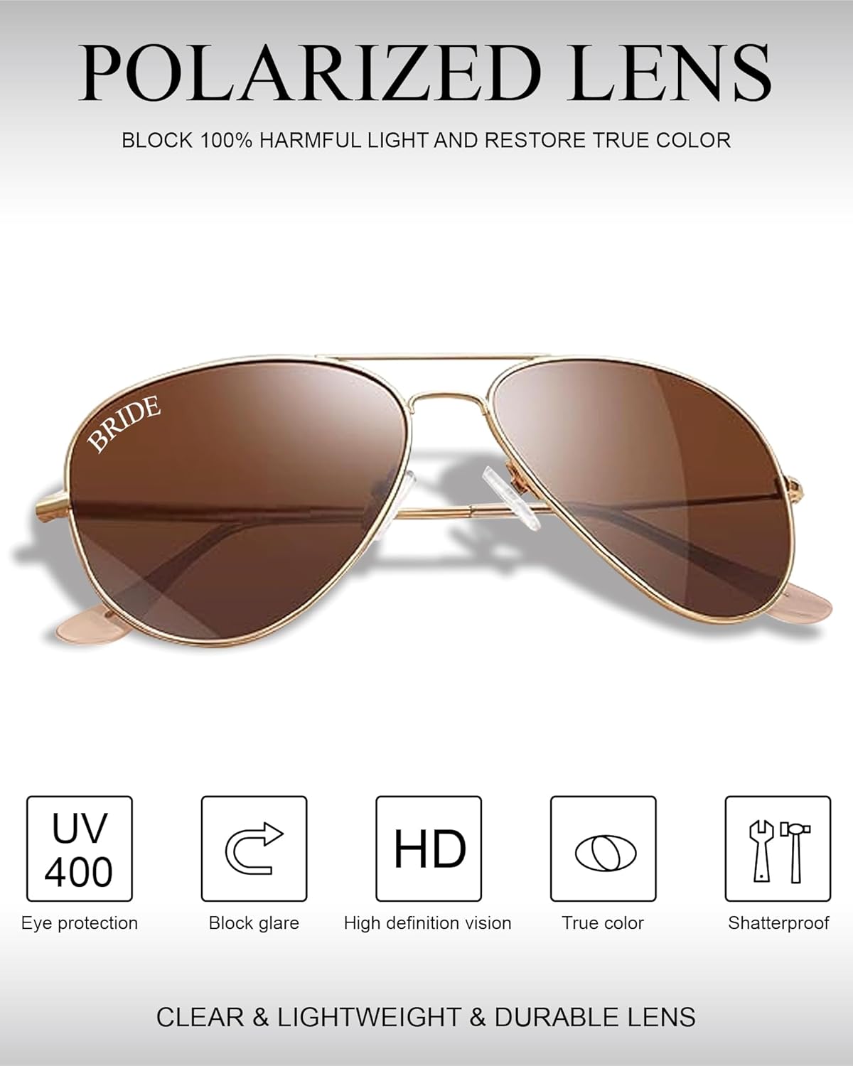 Bride and Groom Polarized Sunglasses for Wedding – UV400 Protection, Lightweight & Stylish Couple Sunglasses