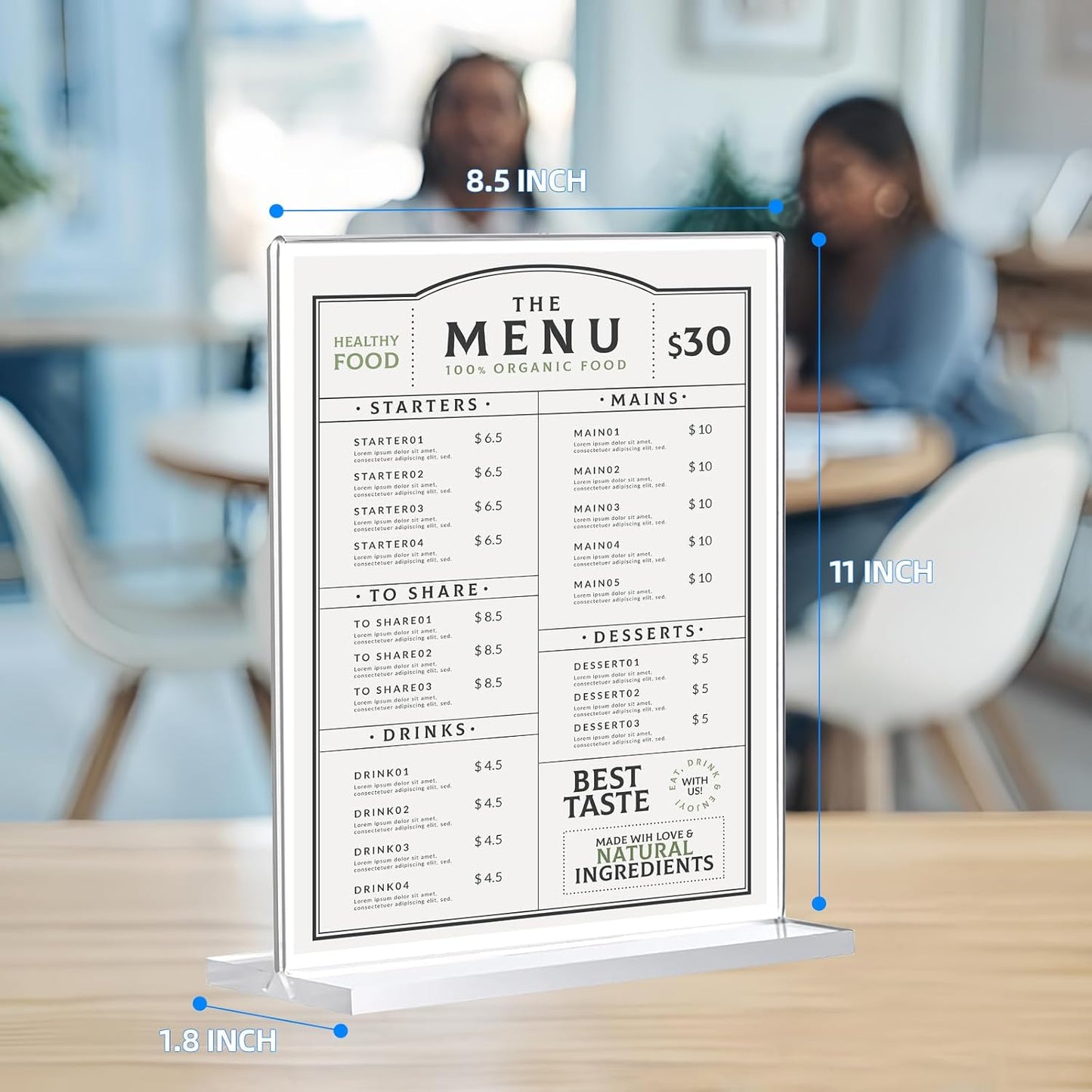 12 Pack Acrylic Sign Holder 8.5 x 11, Double-Sided Clear Sign Holder Plastic Stands for Display, T Shape Acrylic Table Sign Stands for Office Store Restaurants Wedding Party Decoration