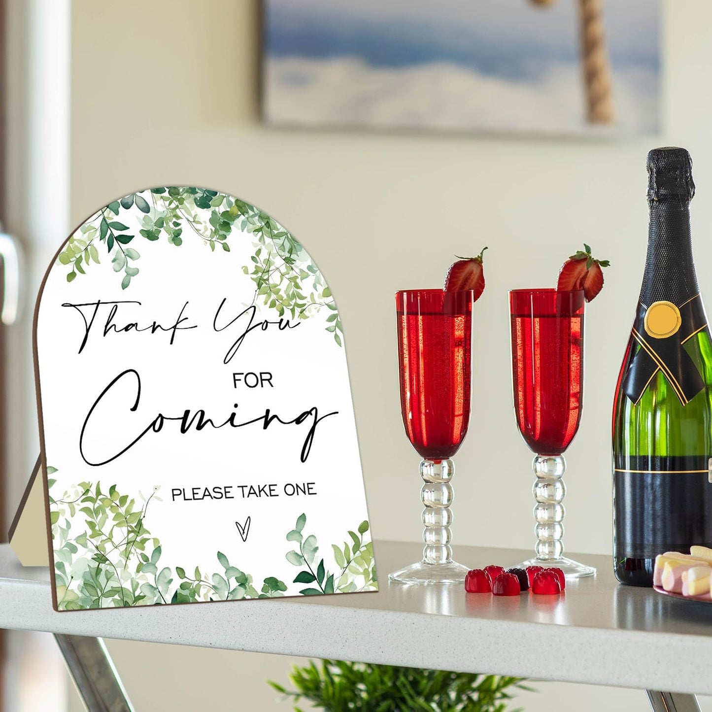 Thank You for Coming Please Take One Sign, Eucalyptus Leaf Decoration Wedding Shower Sign for Guests, Bridal Shower Welcome Sign, Baby Shower Birthday Party Decor Supplies 9 * 11IN